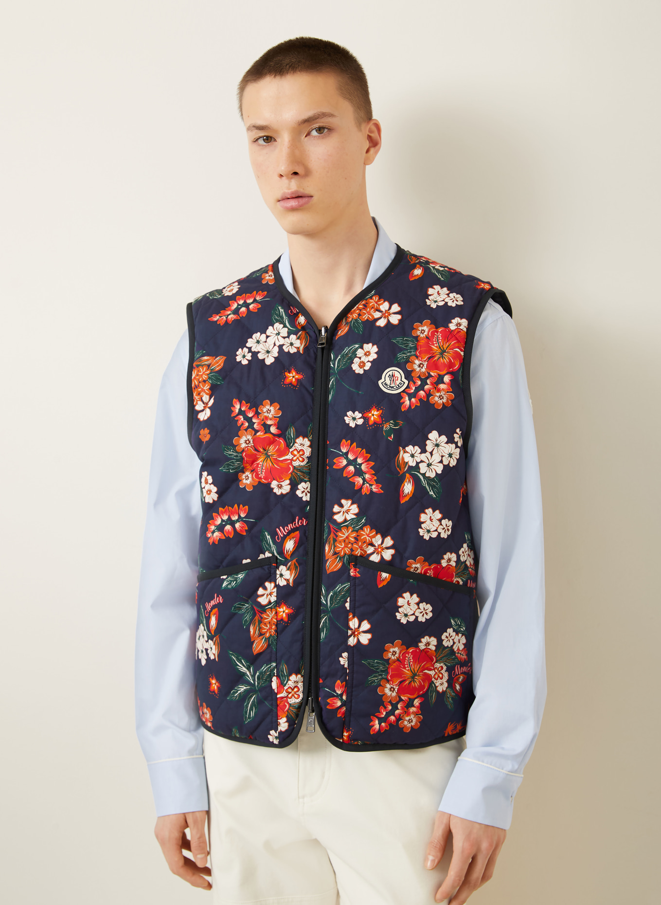 MONCLER Daunenweste FRANQUI zum Wenden: DUNKELBLAU / ROT / DUNKELGRÜN