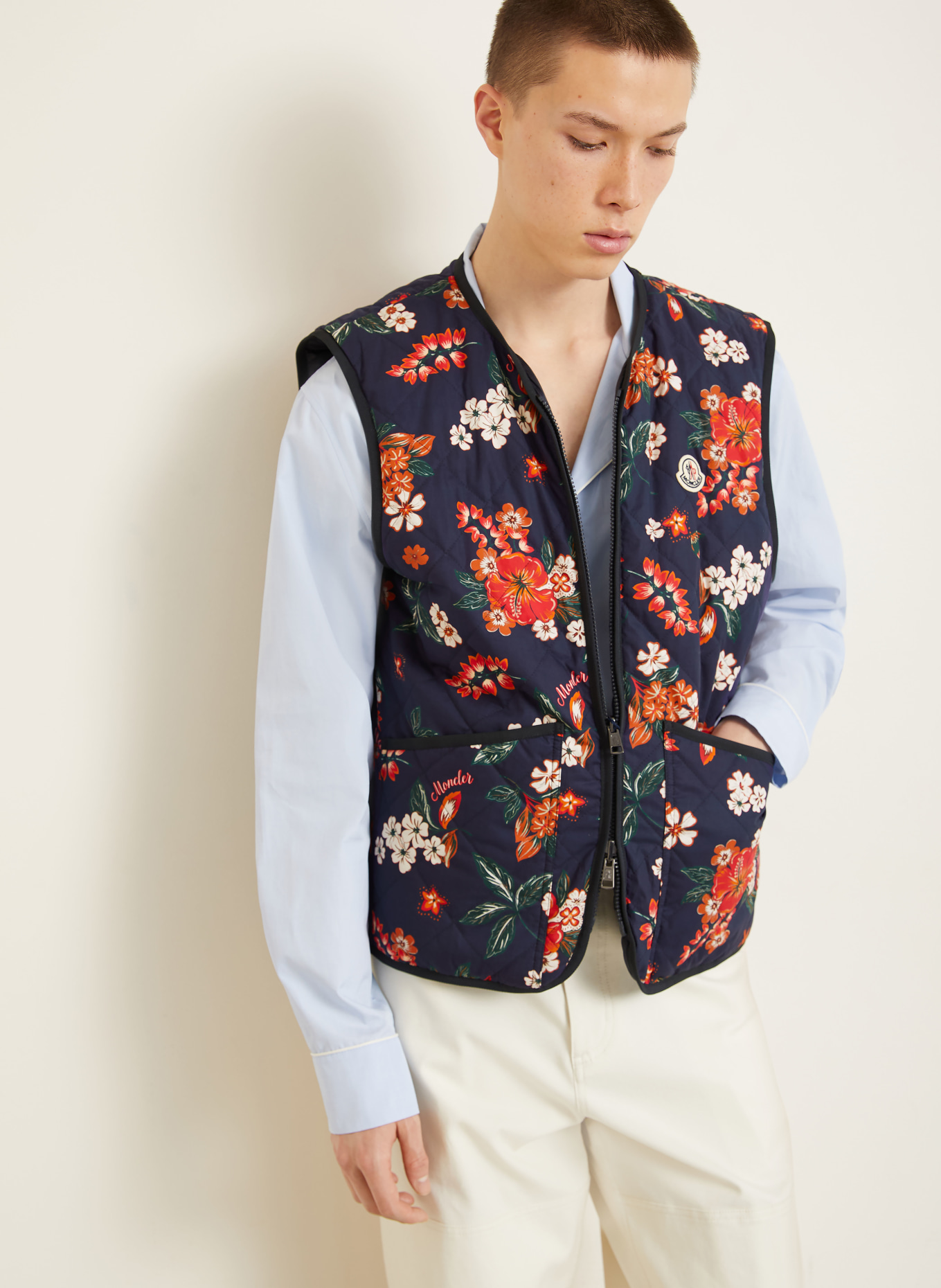 MONCLER Daunenweste FRANQUI zum Wenden: DUNKELBLAU / ROT / DUNKELGRÜN