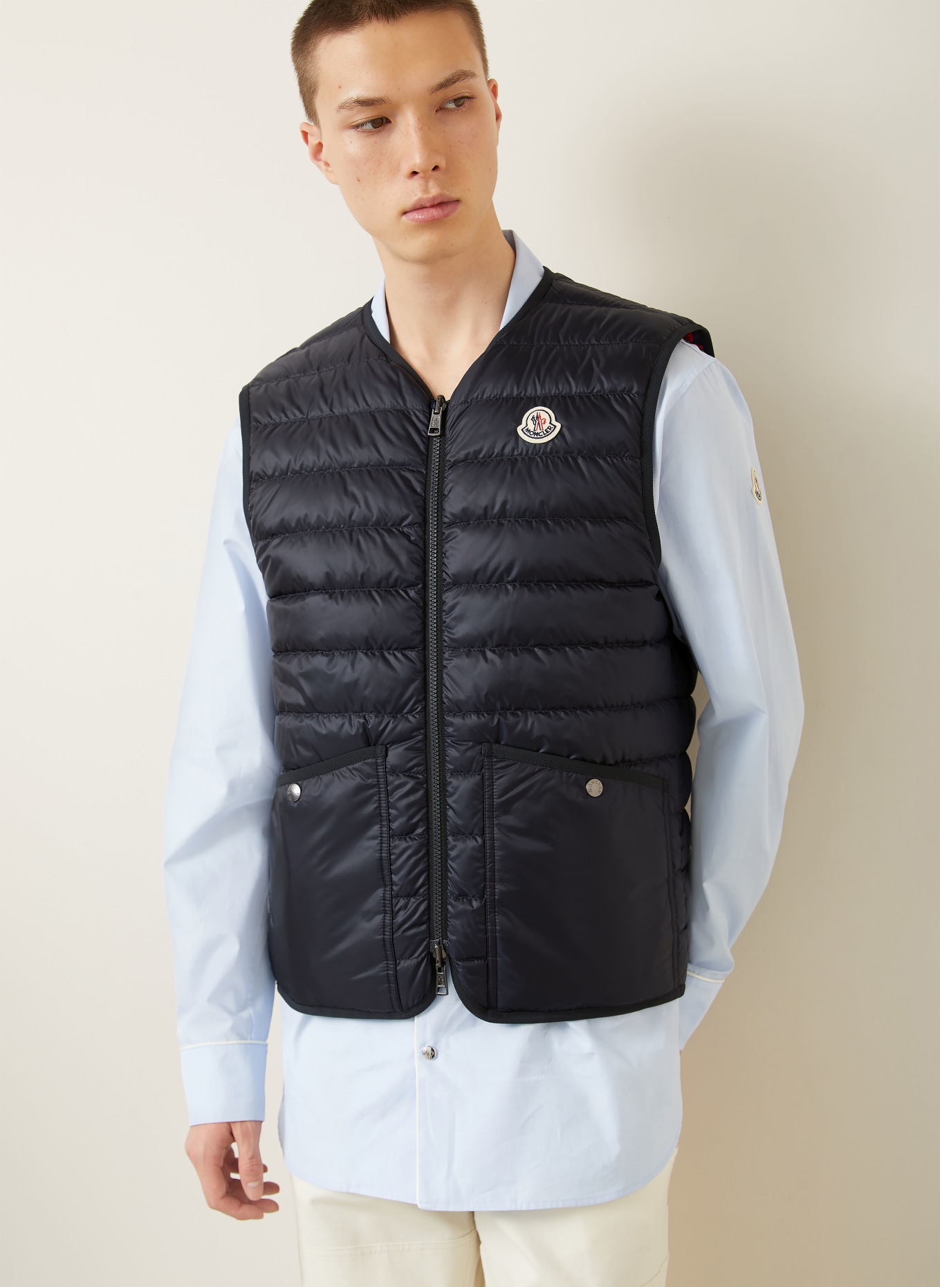 MONCLER Daunenweste FRANQUI zum Wenden: DUNKELBLAU / ROT / DUNKELGRÜN