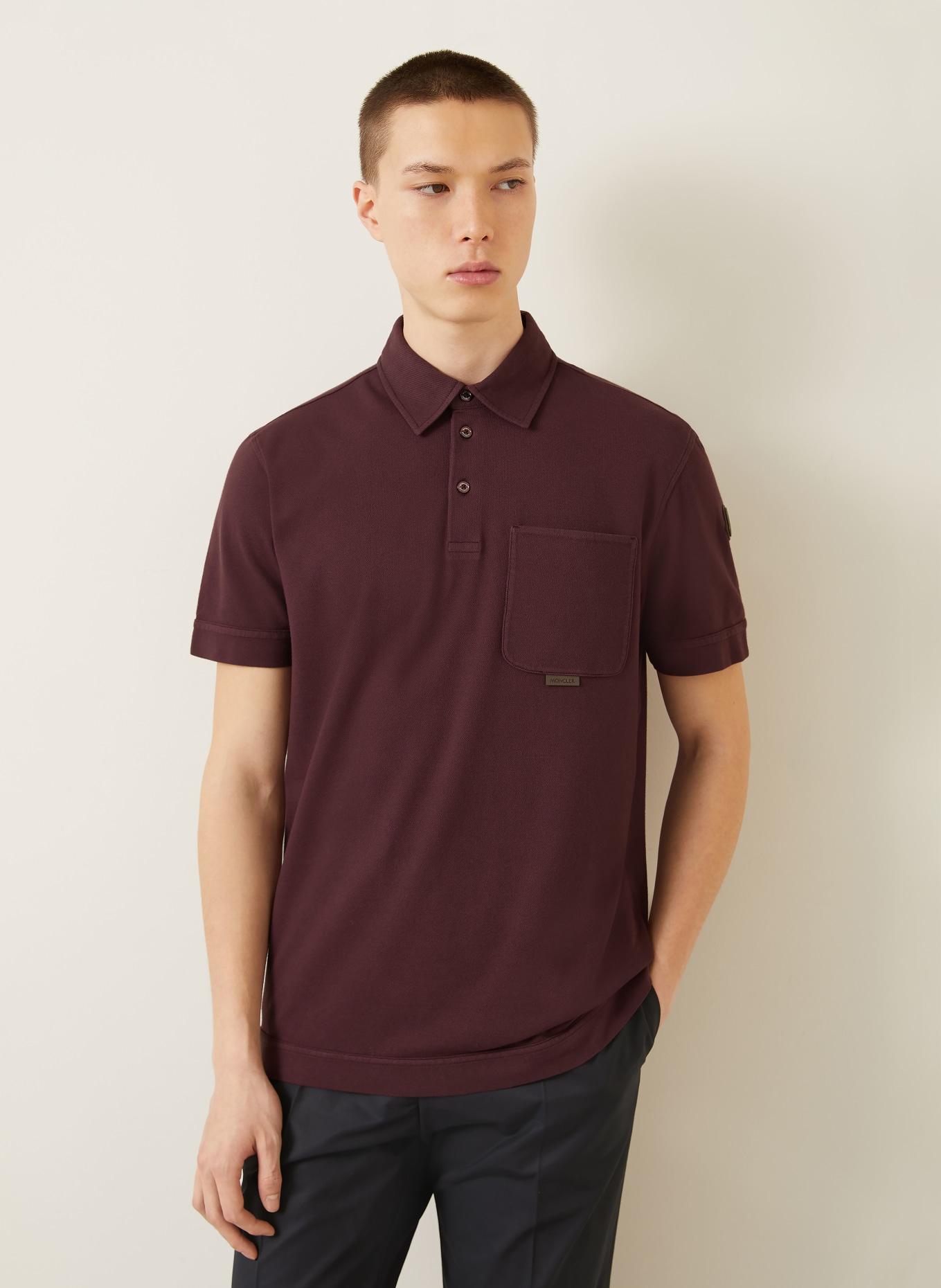 MONCLER Piqué-Poloshirt: DUNKELROT