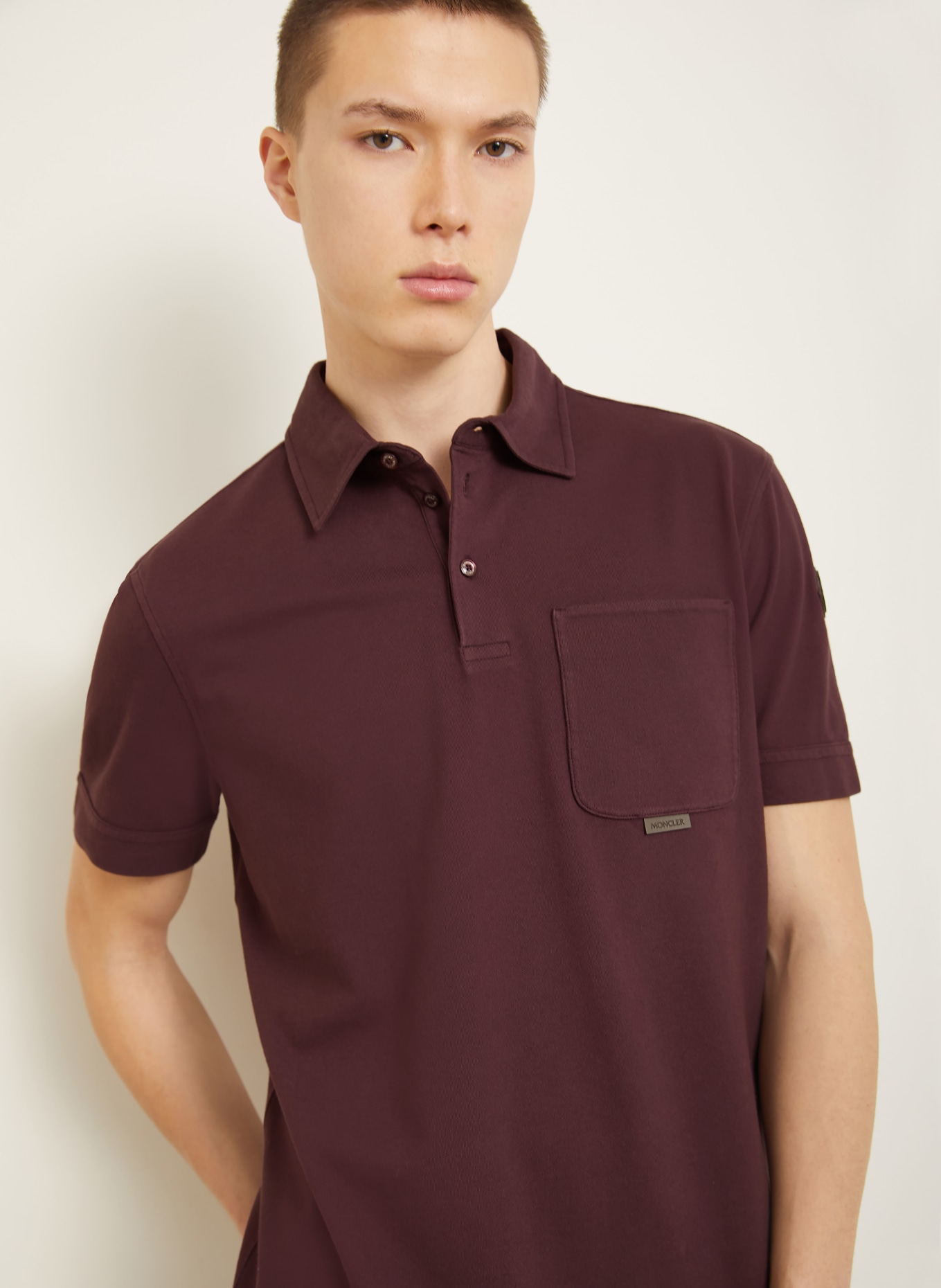 MONCLER Piqué-Poloshirt: DUNKELROT