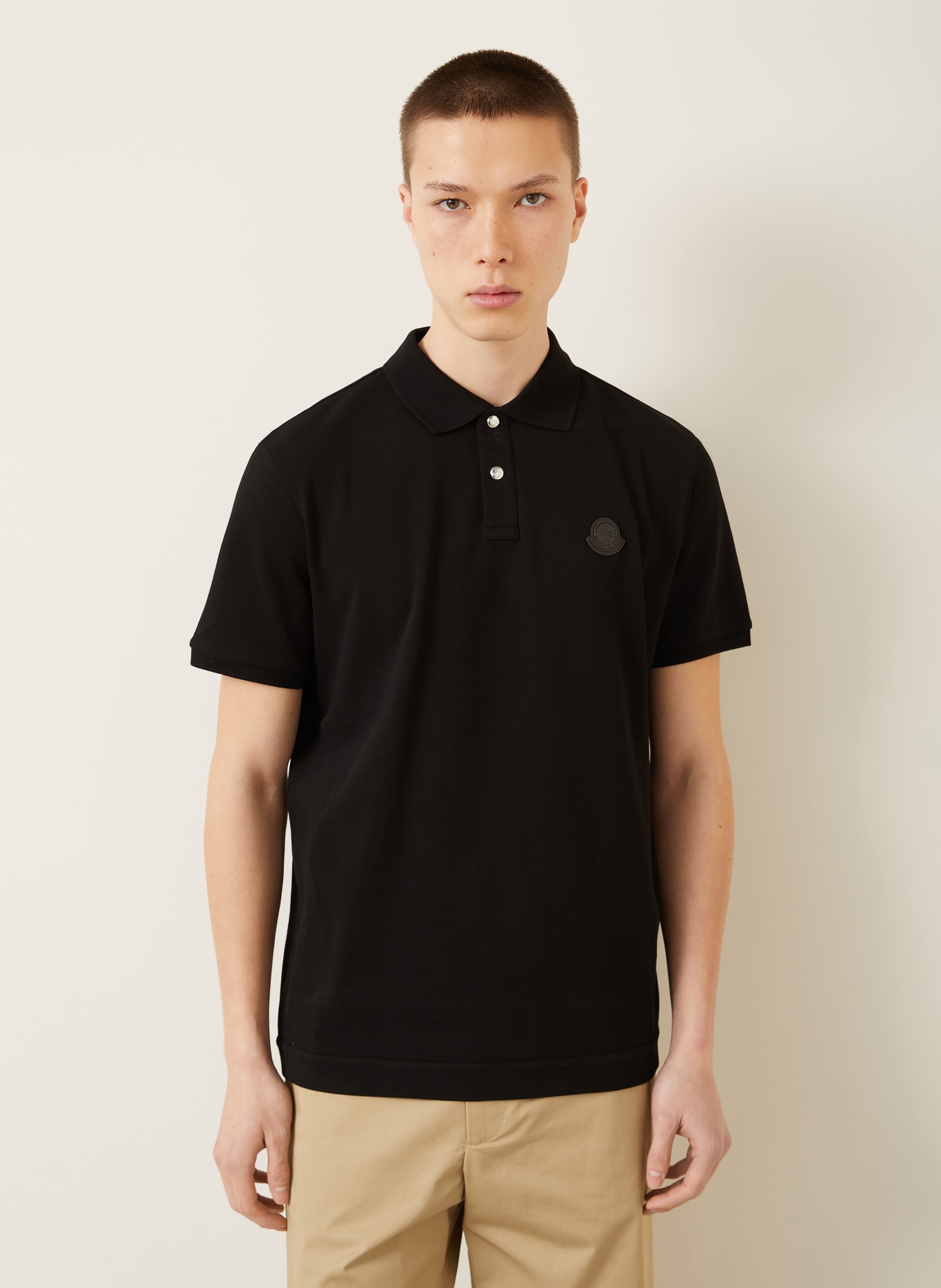 MONCLER Piqué-Poloshirt: SCHWARZ