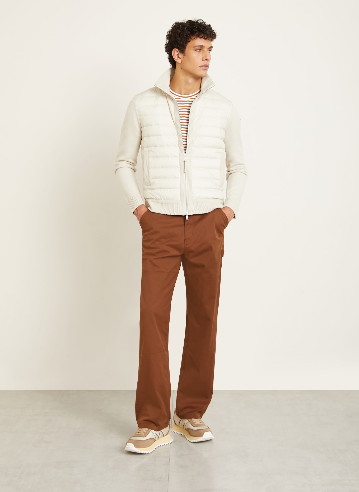 MONCLER Lightweight-Daunenjacke im Materialmix: BEIGE