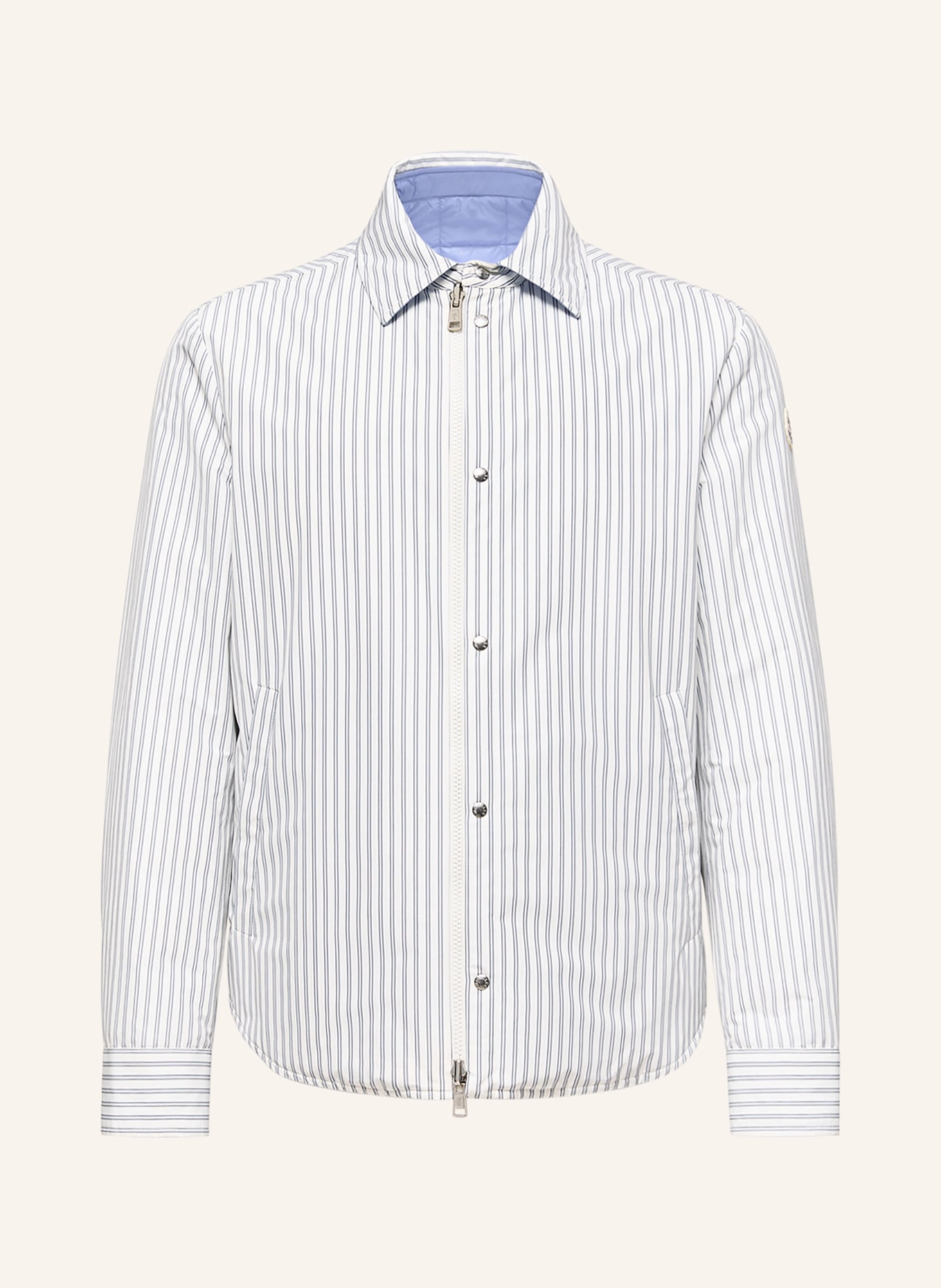 MONCLER Lightwight-Daunenjacke CRESCENT zum Wenden: WEISS / DUNKELBLAU / BLAU