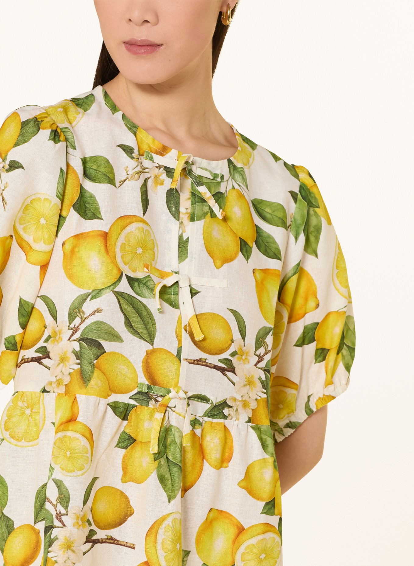 darling harbour Jurk met linnen: lemon print