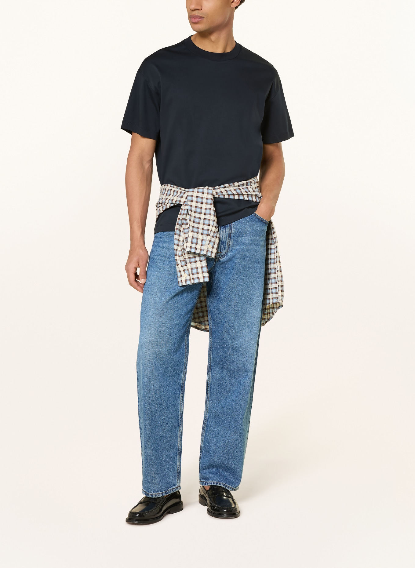 NN.07 T-shirt LIONEL: DONKERBLAUW