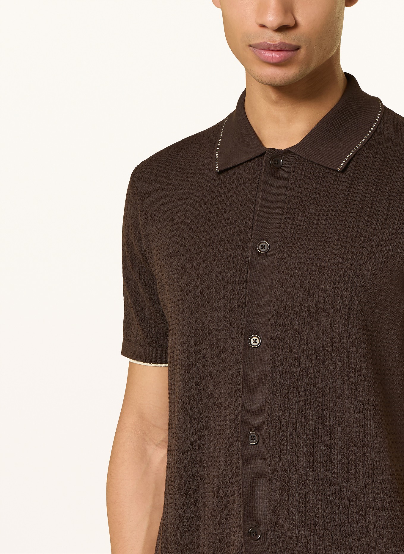 NN.07 Strickhemd NALO Regular Fit: DUNKELBRAUN