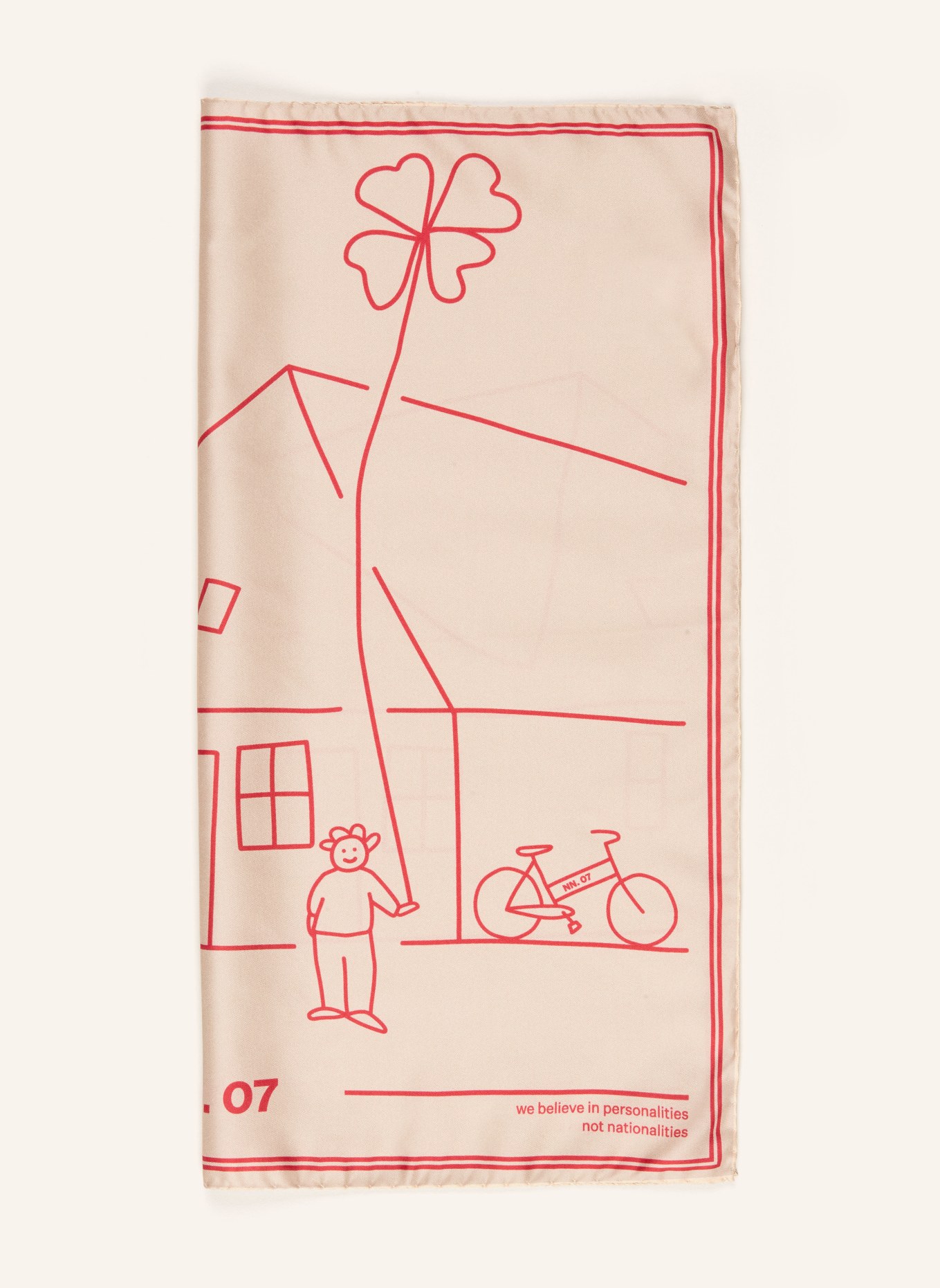 NN.07 Seidentuch: ECRU / ROT