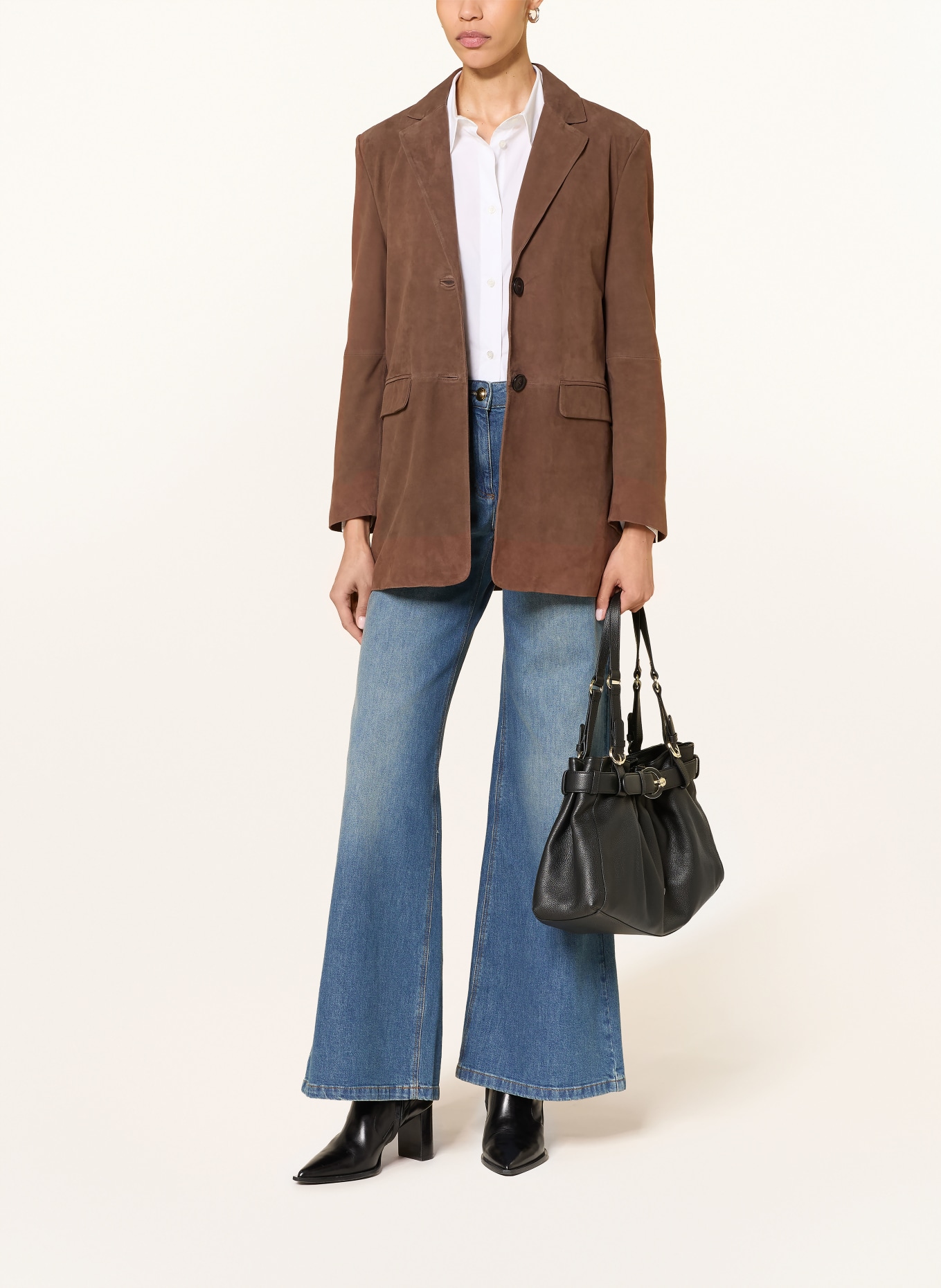 lilienfels Longblazer aus Leder: BRAUN