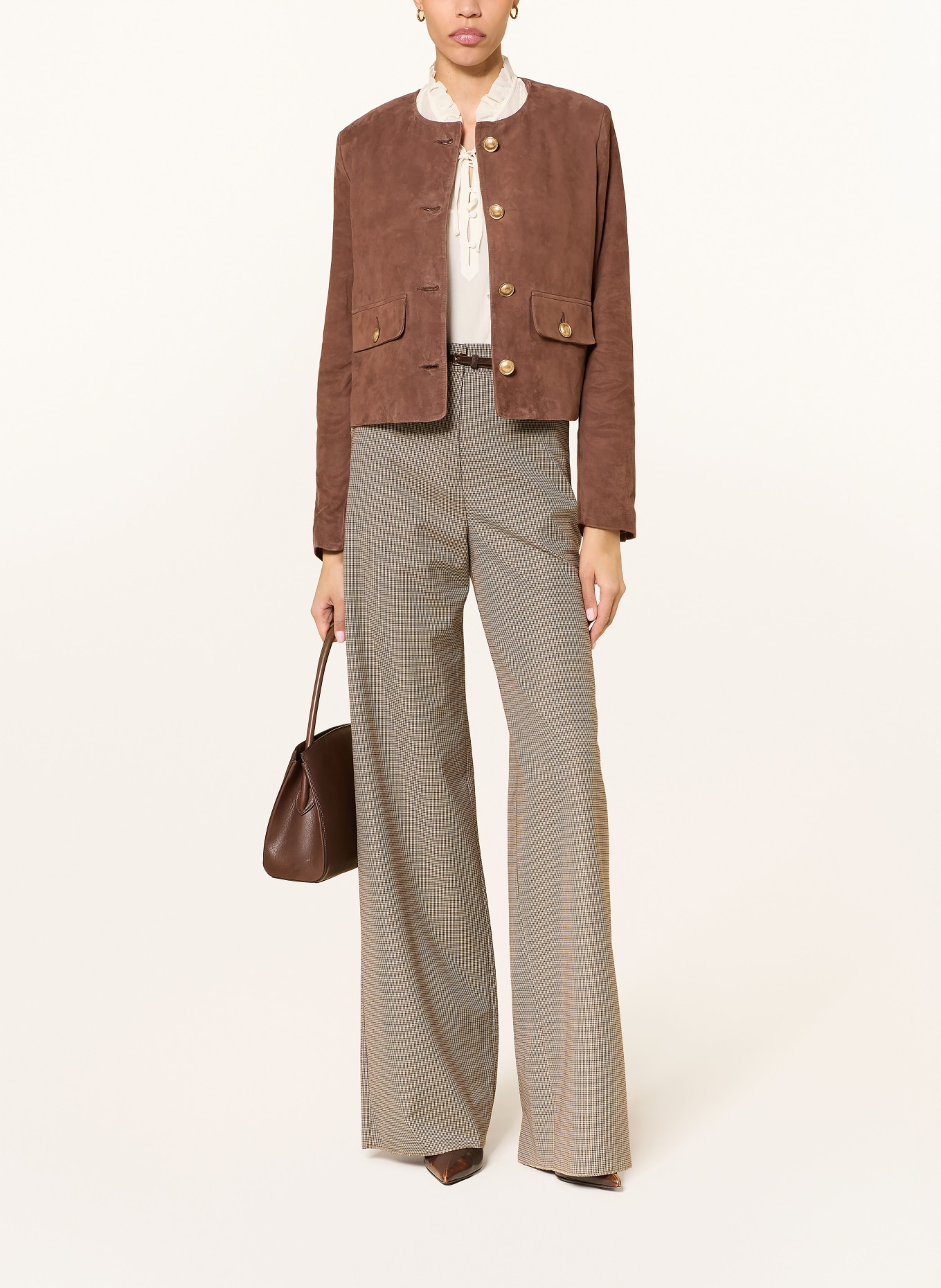 lilienfels leather jacket: BROWN / GOLD