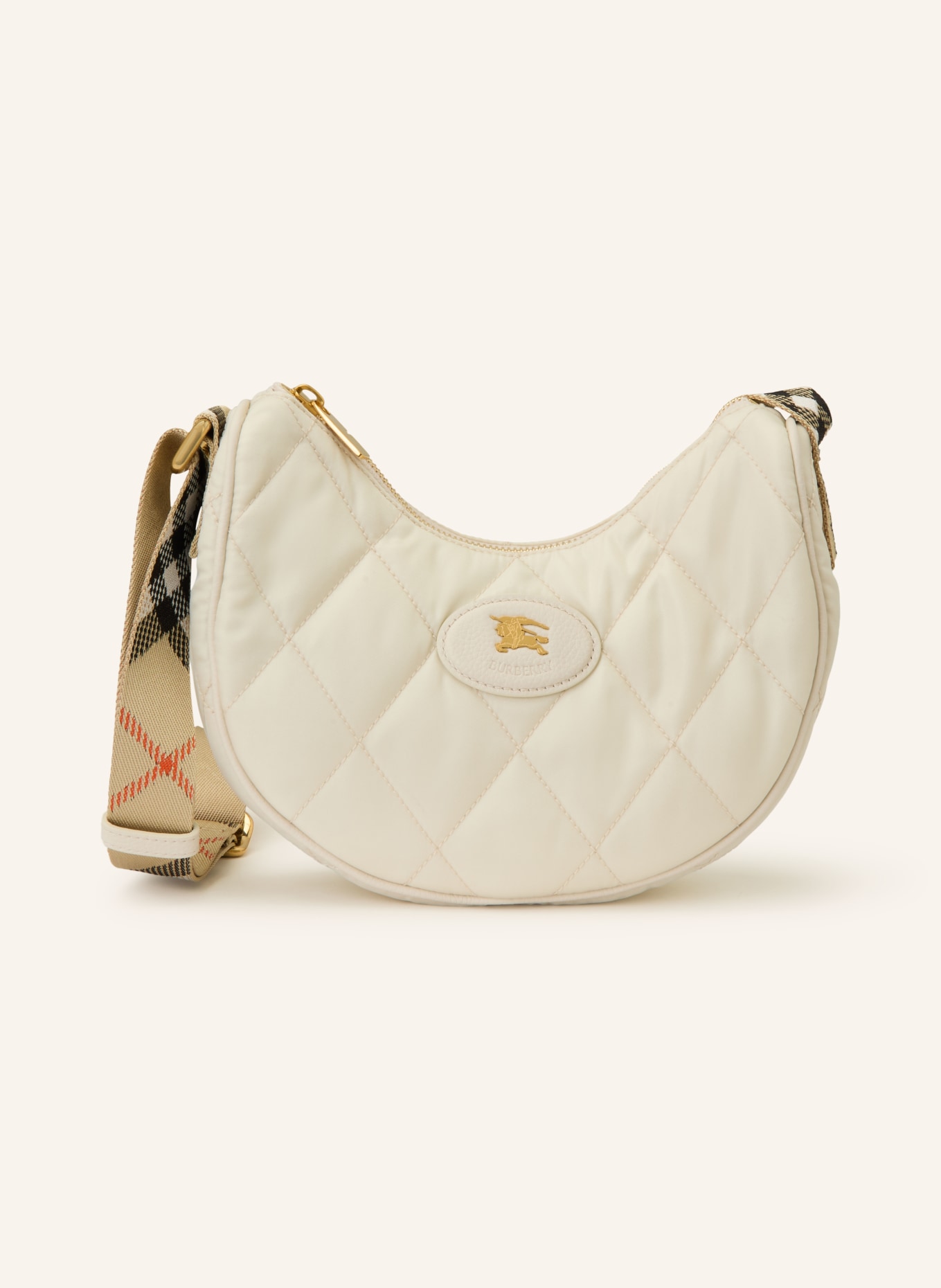 BURBERRY Torba na ramię HORSESHOE: ECRU / ZŁOTY / BEŻOWY