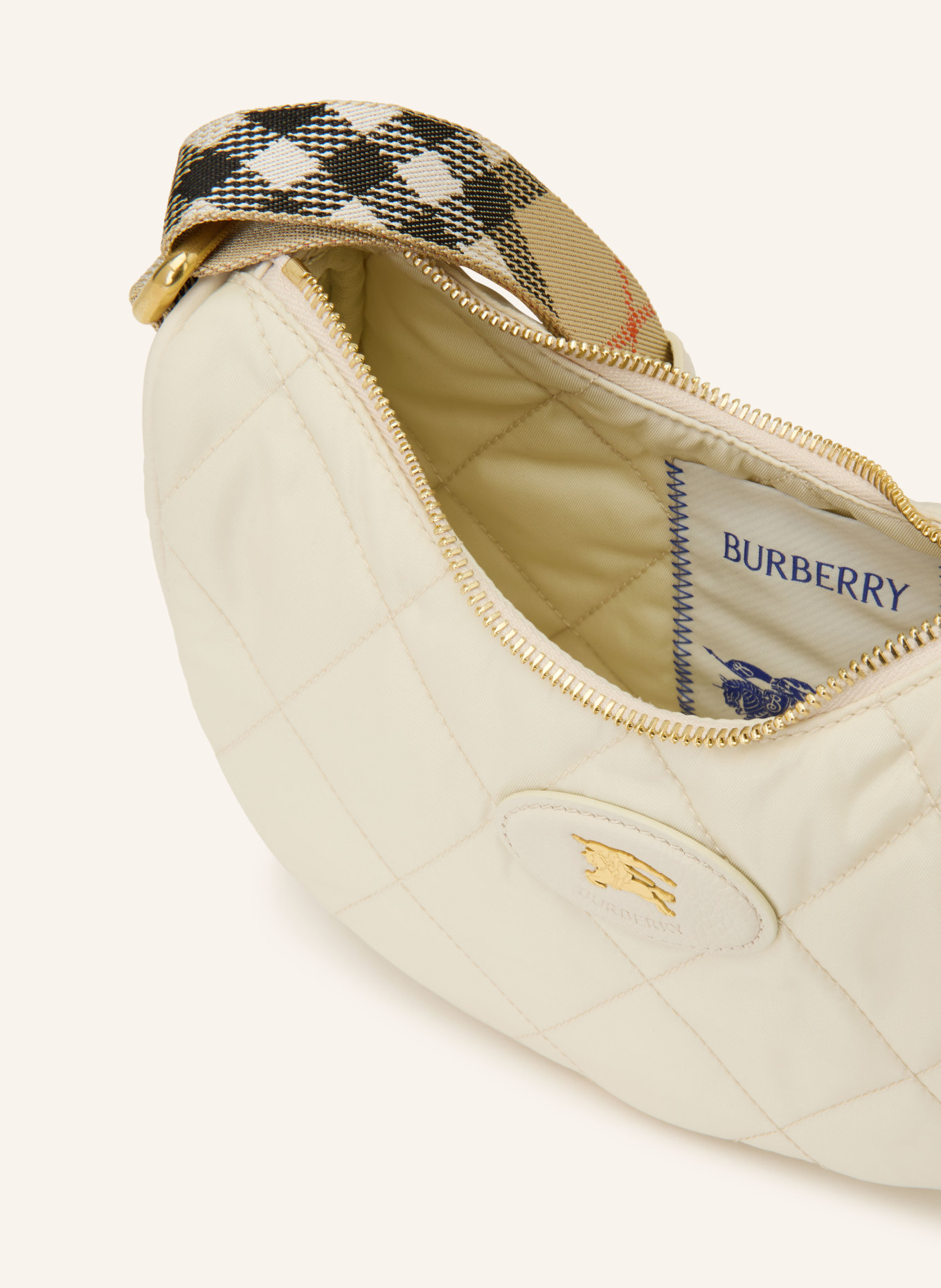BURBERRY Torba na ramię HORSESHOE: ECRU / ZŁOTY / BEŻOWY