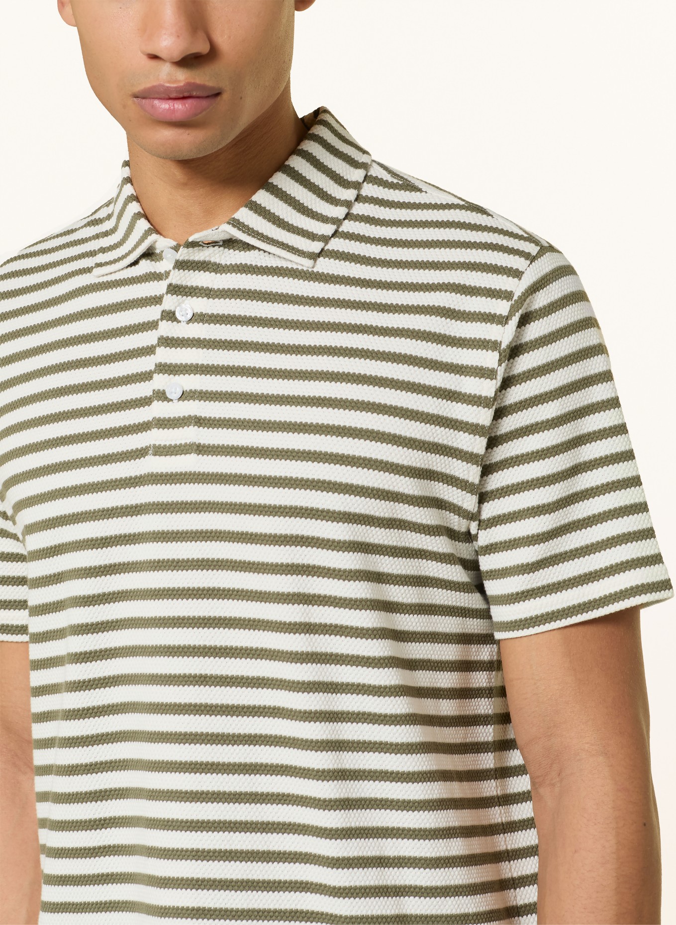 Barbour Tricou polo din tricot FARLAM: CREM / OLIV