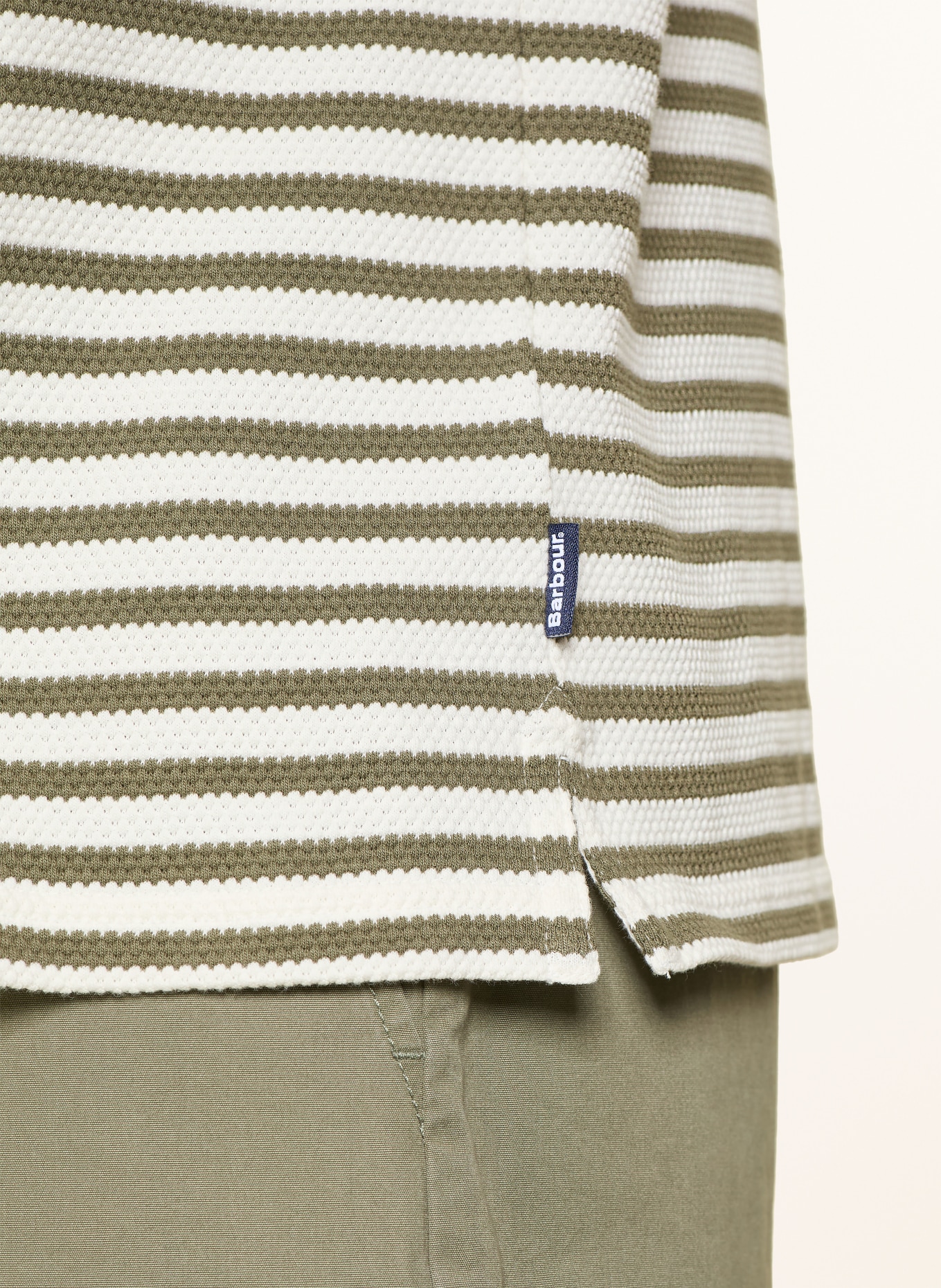 Barbour Tricou polo din tricot FARLAM: CREM / OLIV
