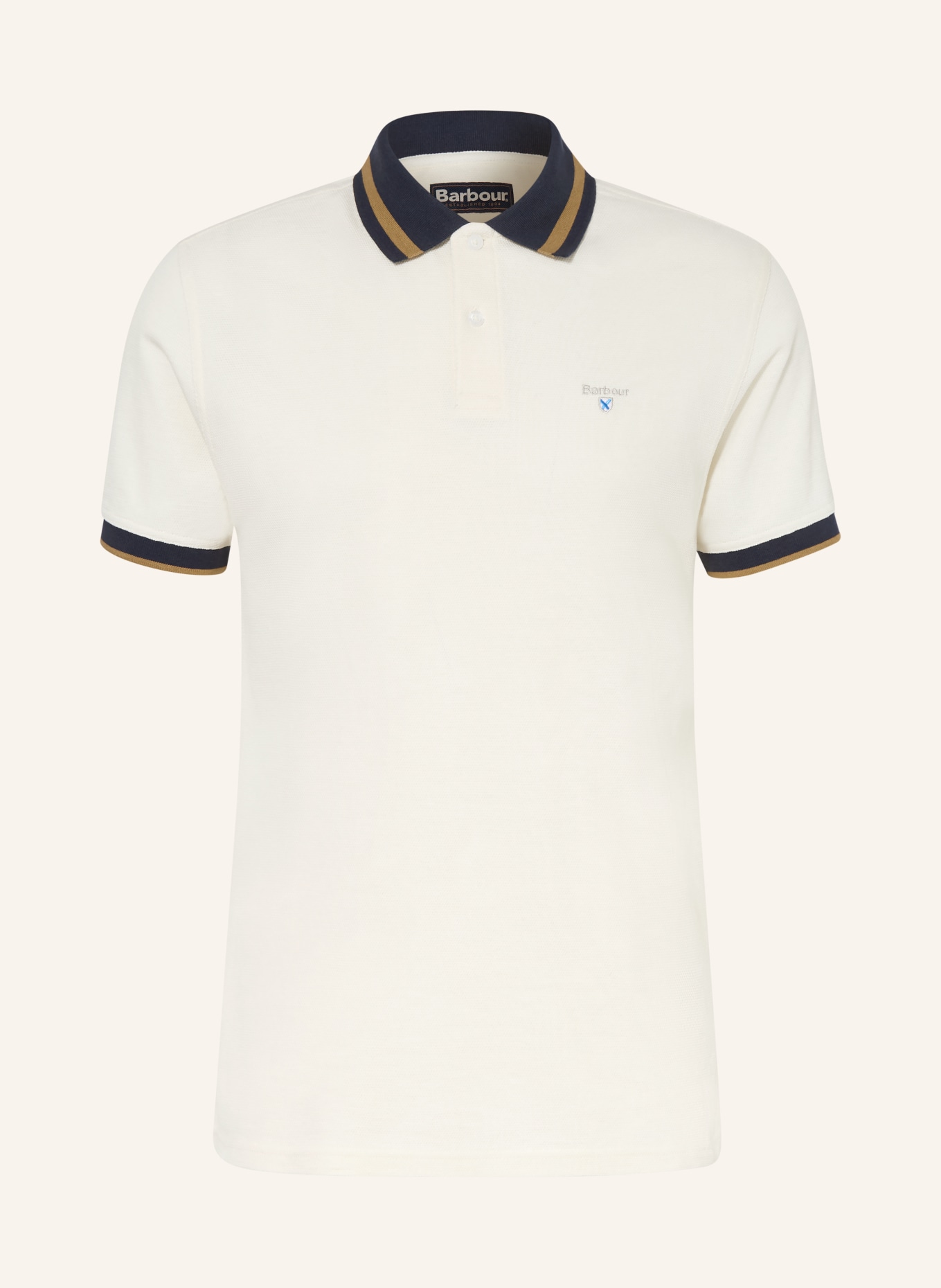 Barbour Piqué-polotröja ANTHORN: ECRU / KONJAK / MÖRKBLÅ