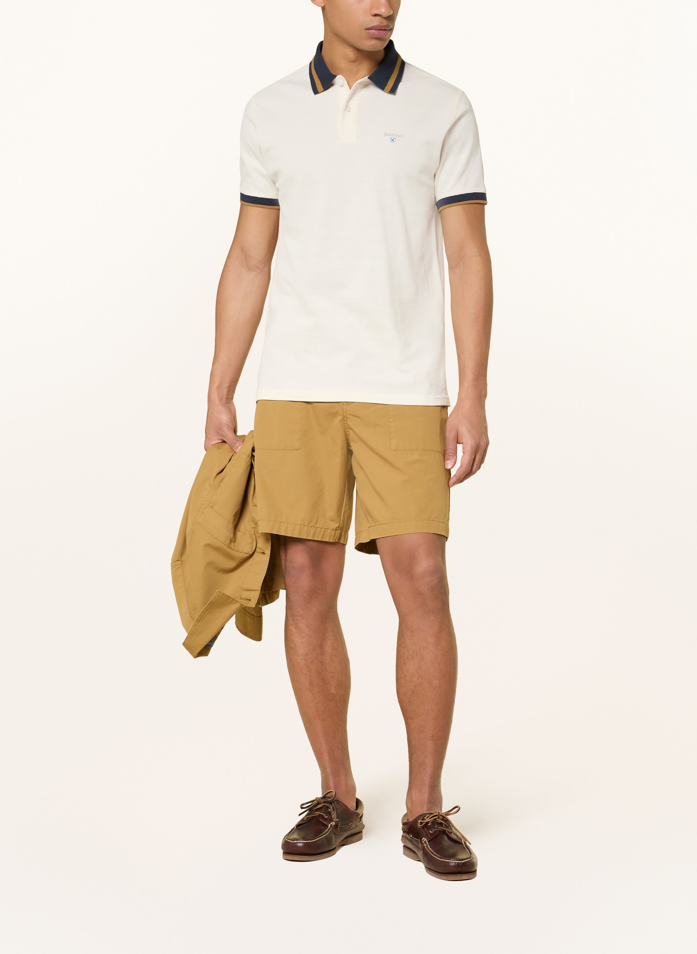 Barbour Piqué-polotröja ANTHORN: ECRU / KONJAK / MÖRKBLÅ