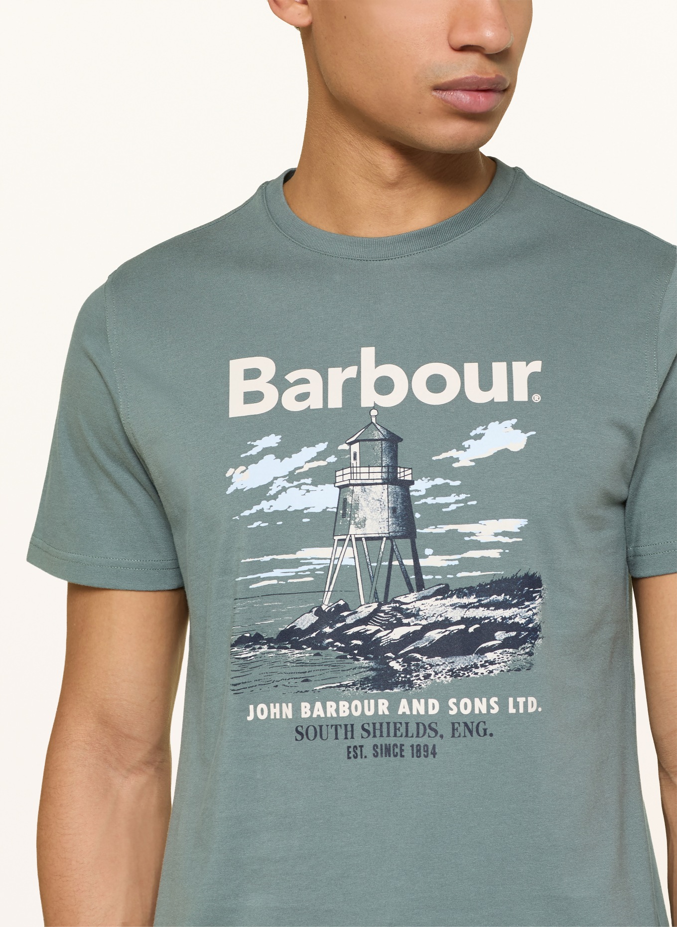 Barbour Tričko HARBOURSIDE: OLIVOVÁ / BÉŽOVÁ / TMAVĚ MODRÁ