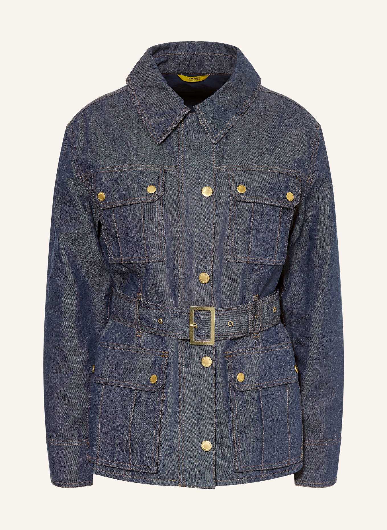 BARBOUR INTERNATIONAL Jachetă din denim: ALBASTRU ÎNCHIS / AUR / PORTOCALIU ÎNCHIS