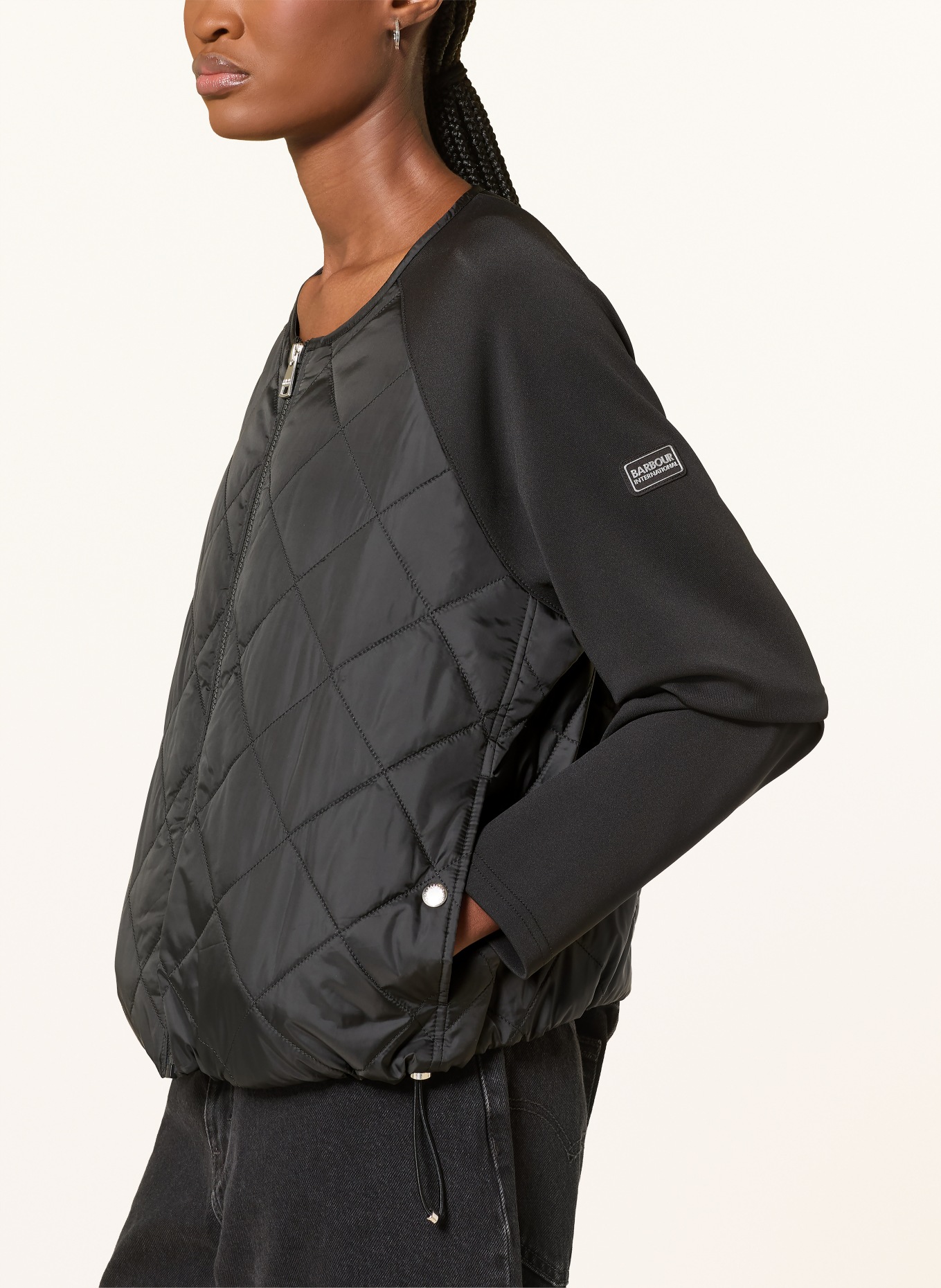 BARBOUR INTERNATIONAL Quiltad jacka SEREN i materialmix: SVART