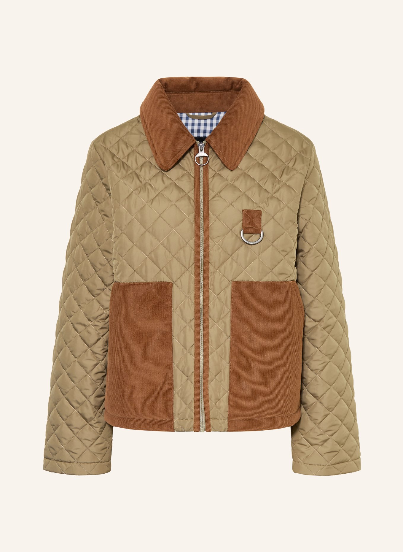 Barbour Steppjacke AYLESBY: OLIV / COGNAC
