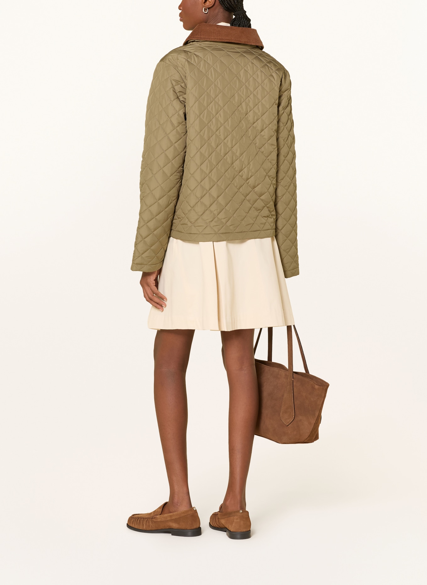 Barbour Steppjacke AYLESBY: OLIV / COGNAC