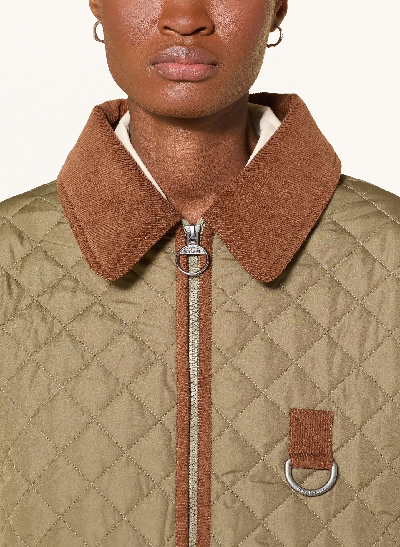 Barbour Steppjacke AYLESBY: OLIV / COGNAC