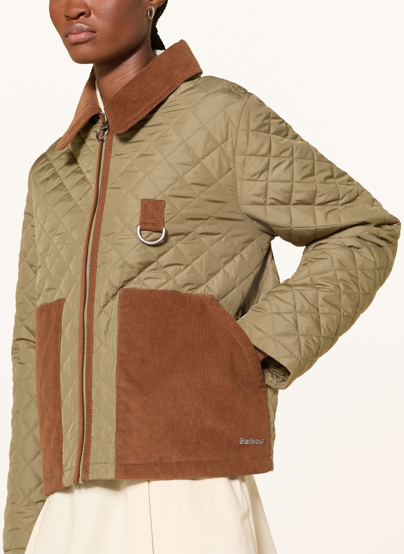 Barbour Steppjacke AYLESBY: OLIV / COGNAC