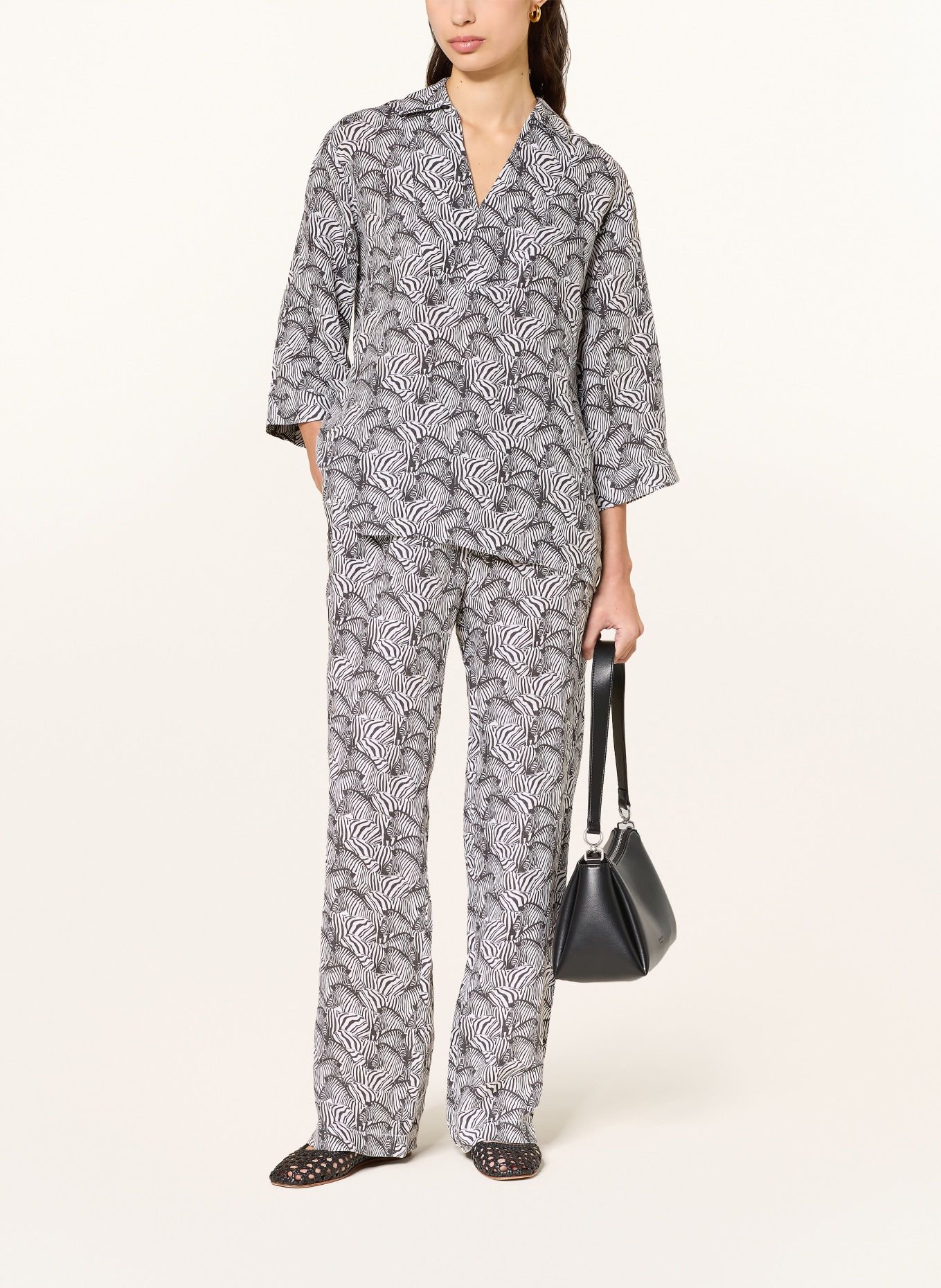 lilienfels Marlenenhose ANTON aus Leinen: SCHWARZ / WEISS