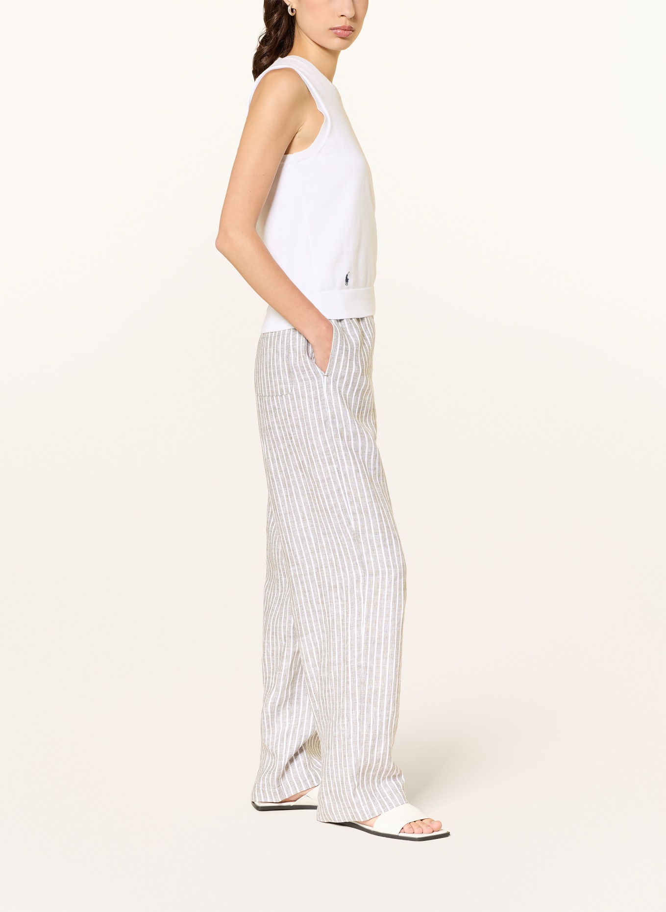 lilienfels Marlenenhose ANTON aus Leinen: OLIV / WEISS