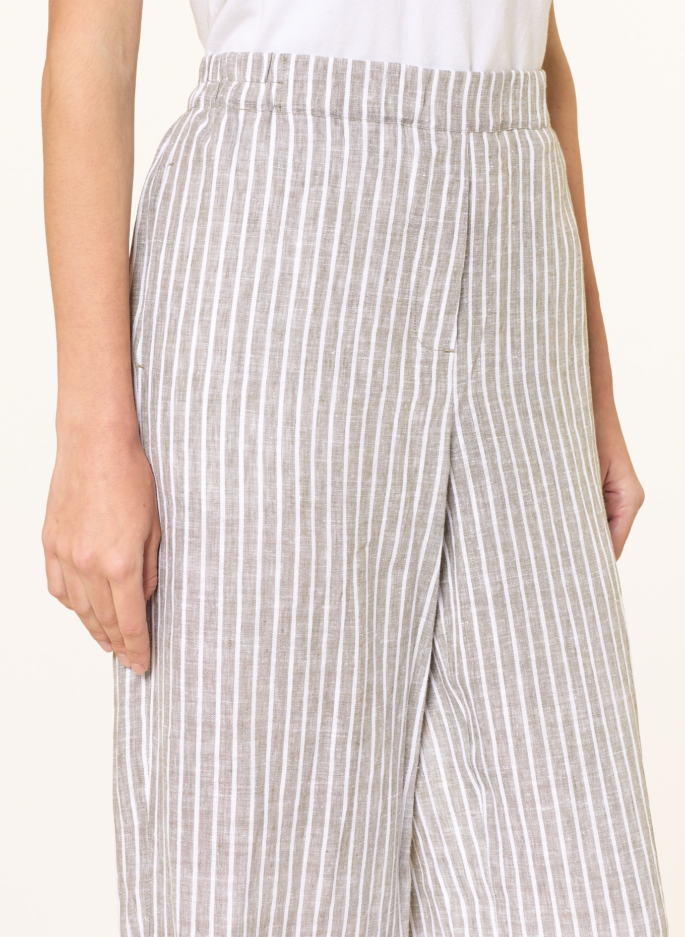 lilienfels Marlenenhose ANTON aus Leinen: OLIV / WEISS