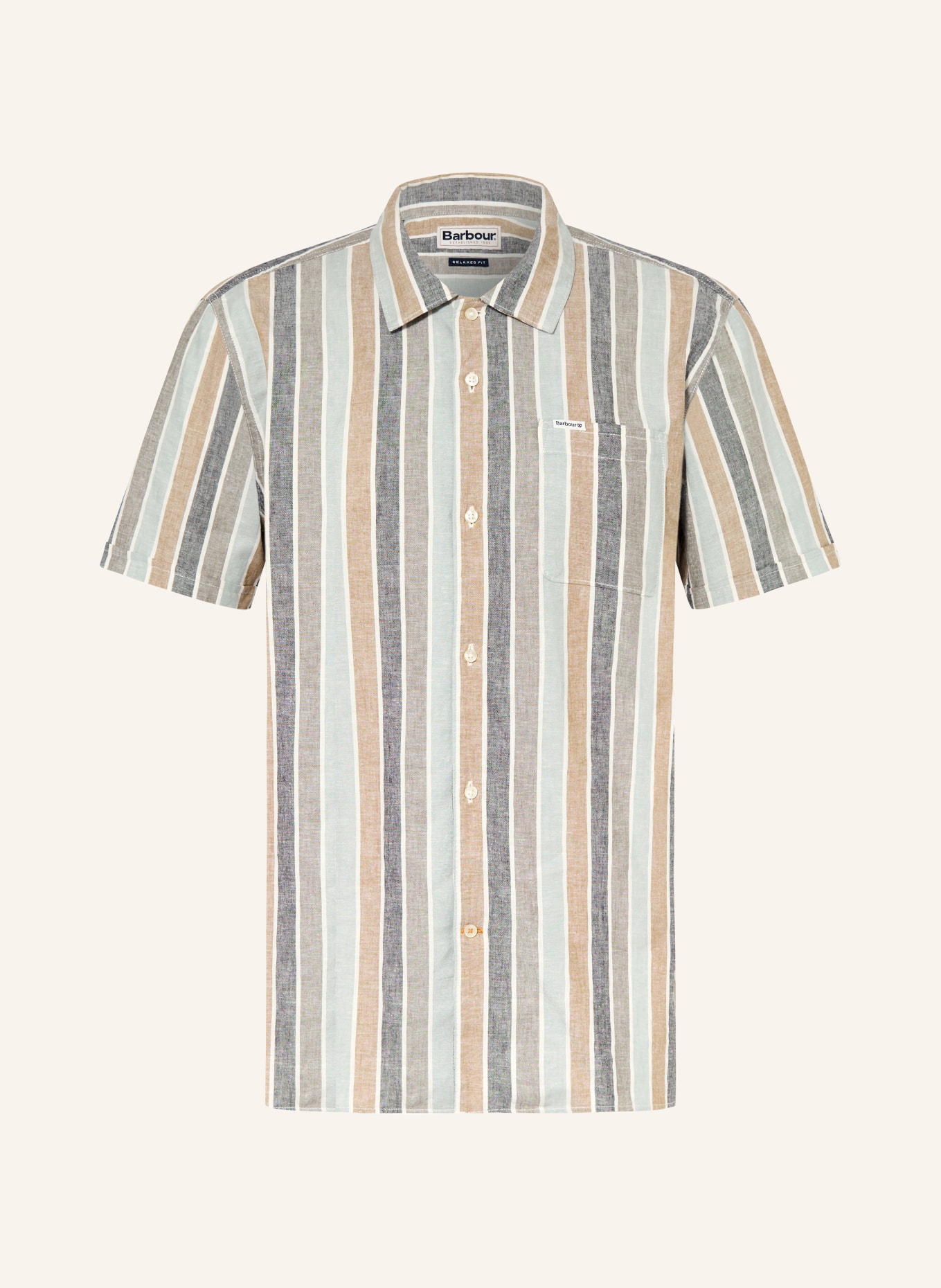Barbour Korte mouwen overhemd HAYTON Relaxed Fit: BLAUWGRIJS / CAMEL / BLAUW
