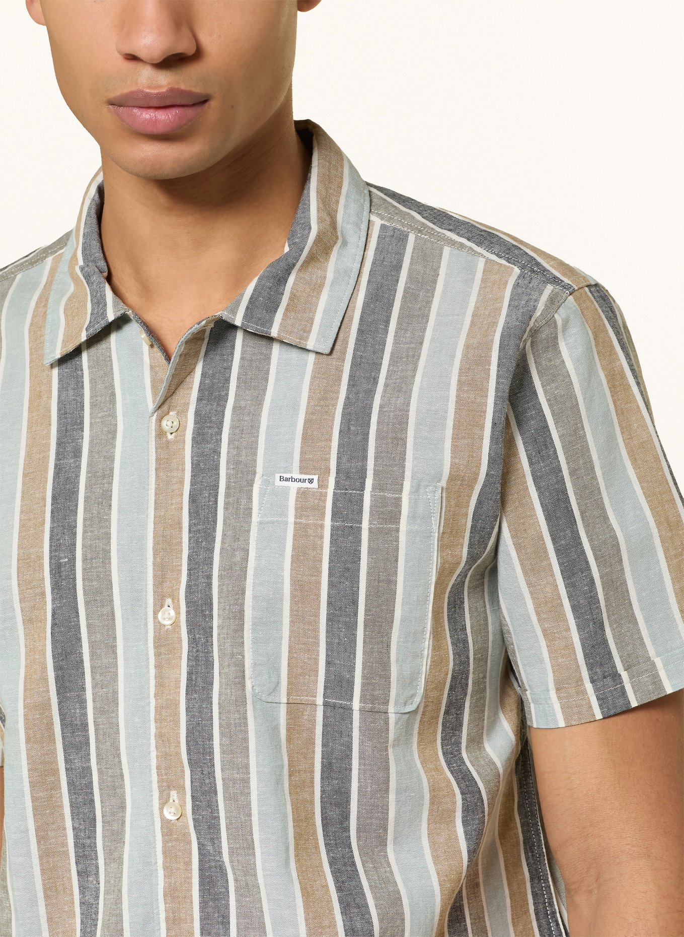 Barbour Korte mouwen overhemd HAYTON Relaxed Fit: BLAUWGRIJS / CAMEL / BLAUW