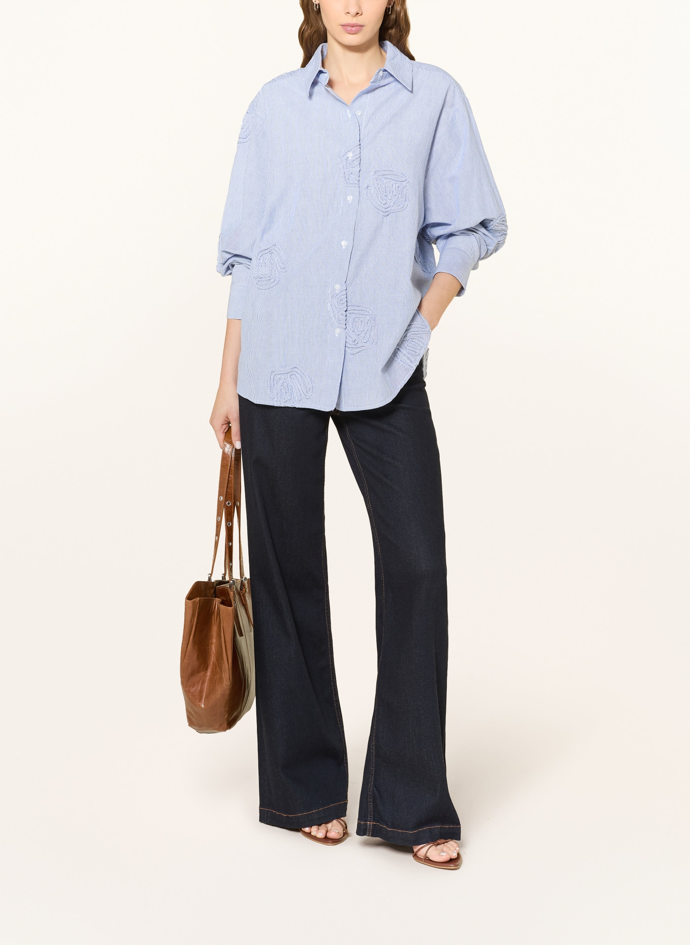 NEO NOIR DALMA DORI shirt blouse: LIGHT BLUE / WHITE