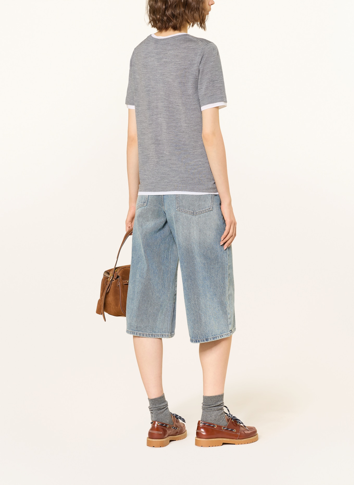 MRS & HUGS Strickshirt: GRAU / WEISS