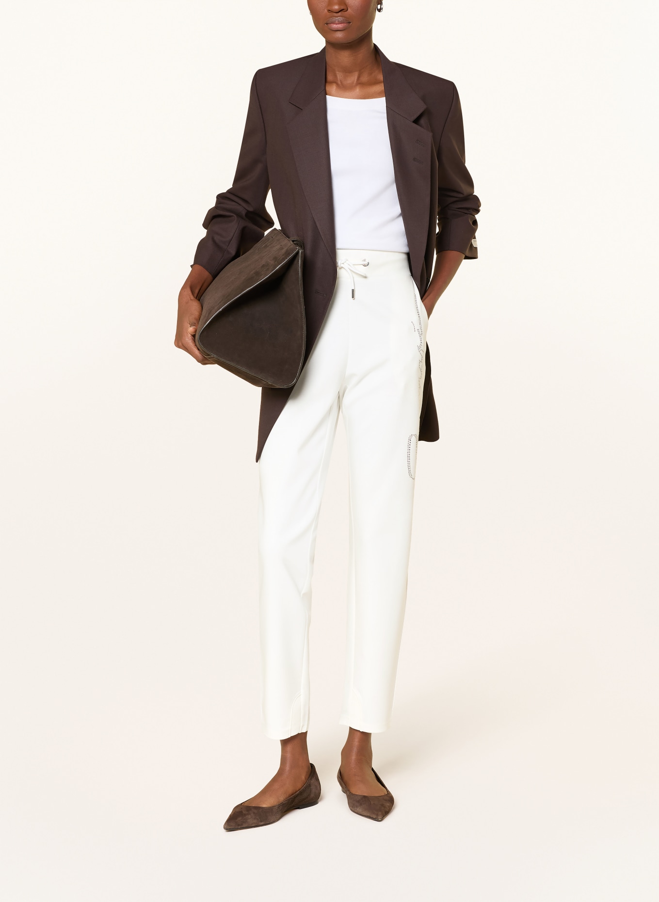 monari Sweatpants mit Schmucksteinen: WEISS