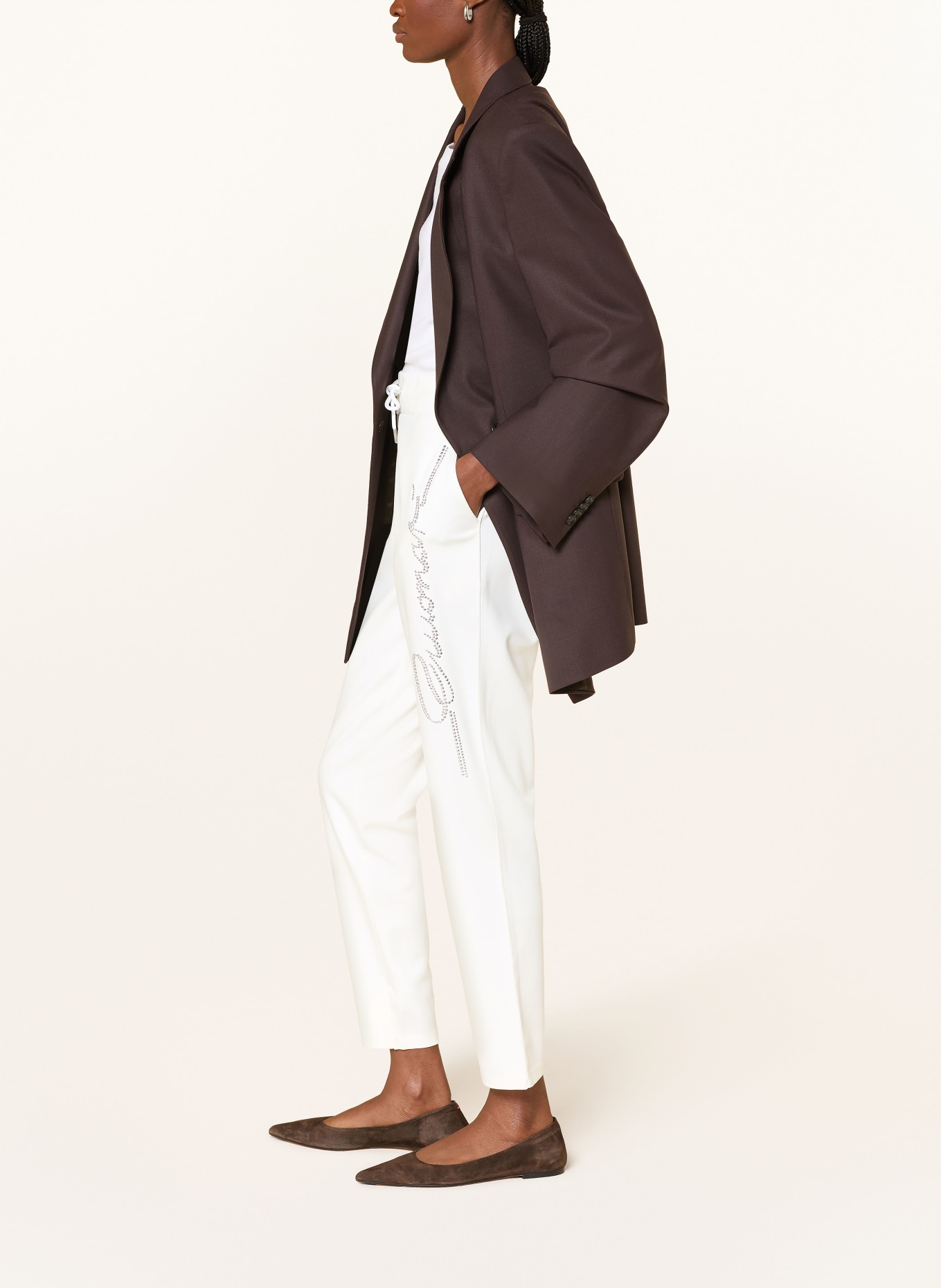 monari Sweatpants mit Schmucksteinen: WEISS