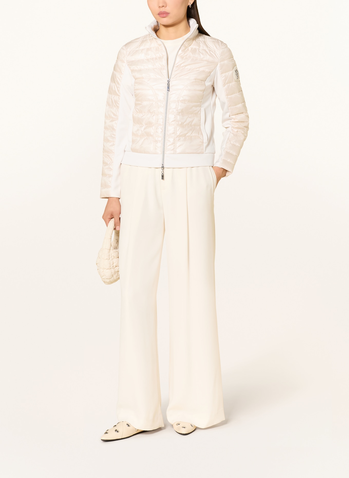 monari Steppjacke im Materialmix mit Schmucksteinen: CREME