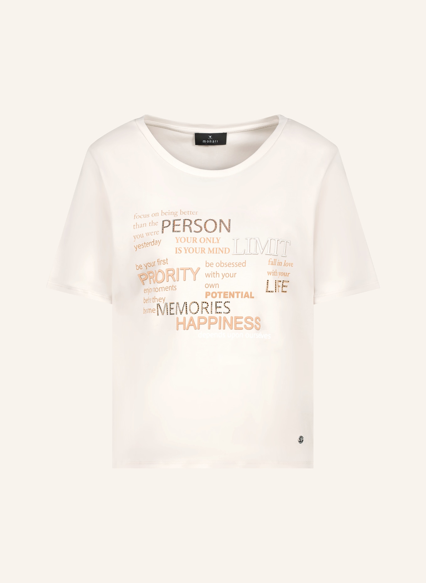 monari T-shirt with gemstones: CREAM