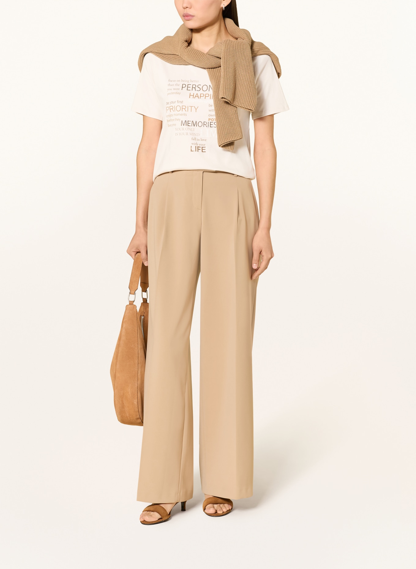 monari T-shirt with gemstones: CREAM