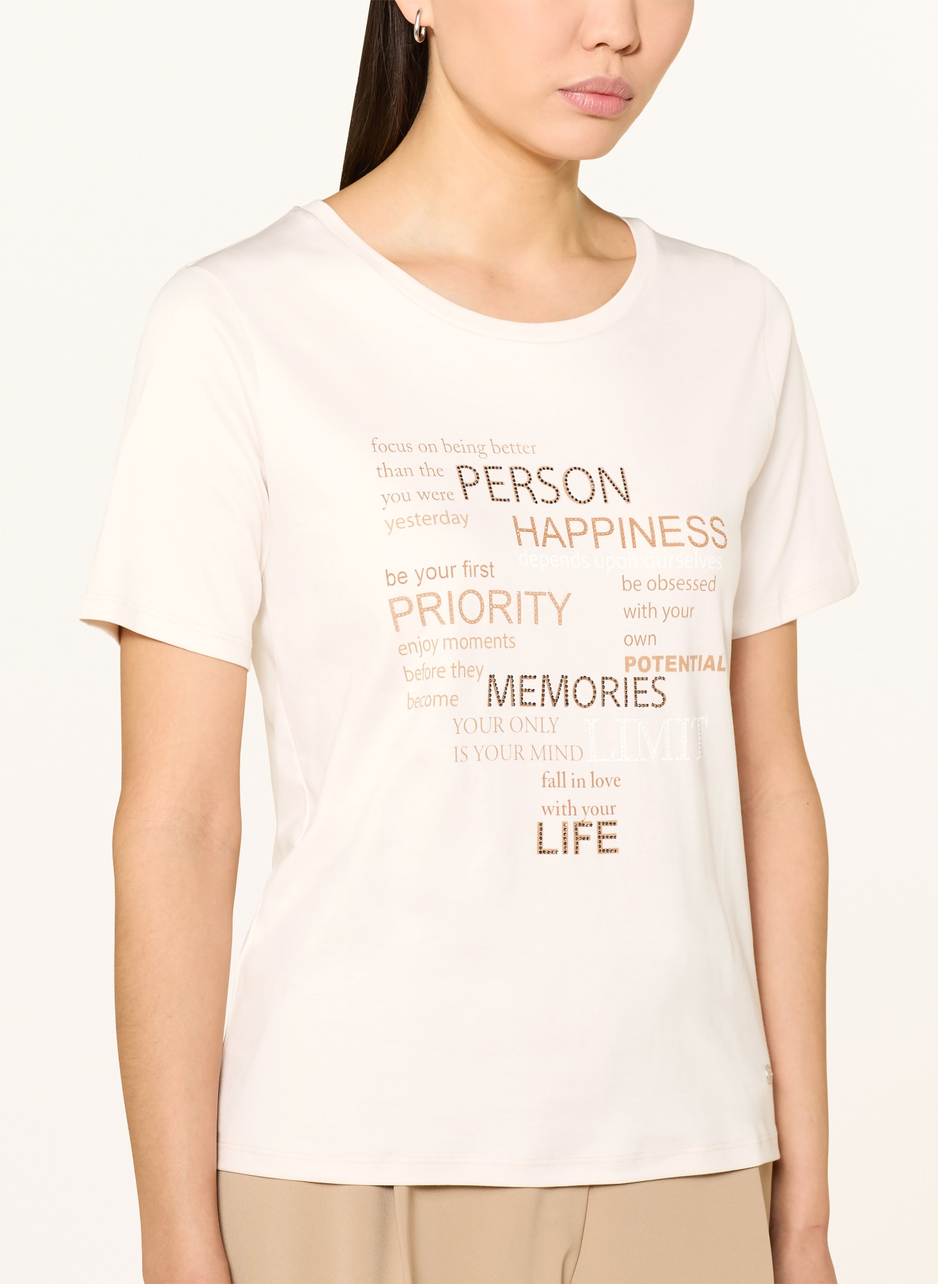 monari T-shirt with gemstones: CREAM