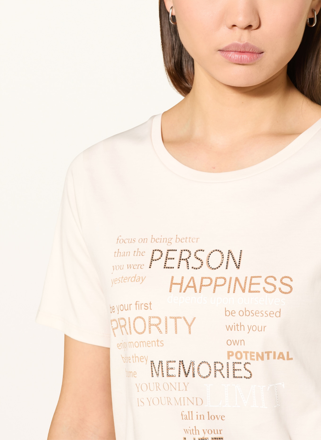 monari T-shirt with gemstones: CREAM