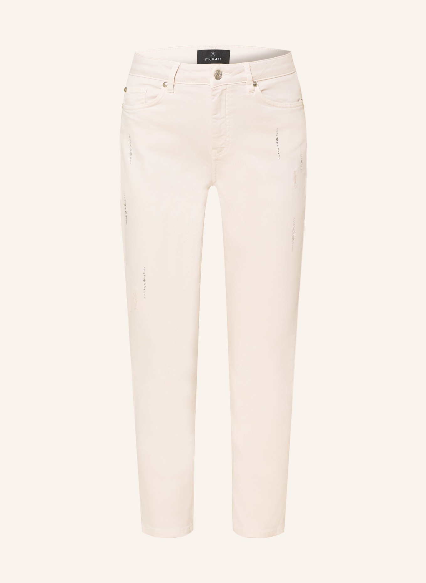 monari Cropped Jeans mit Schmucksteinen: 124 champagne beige