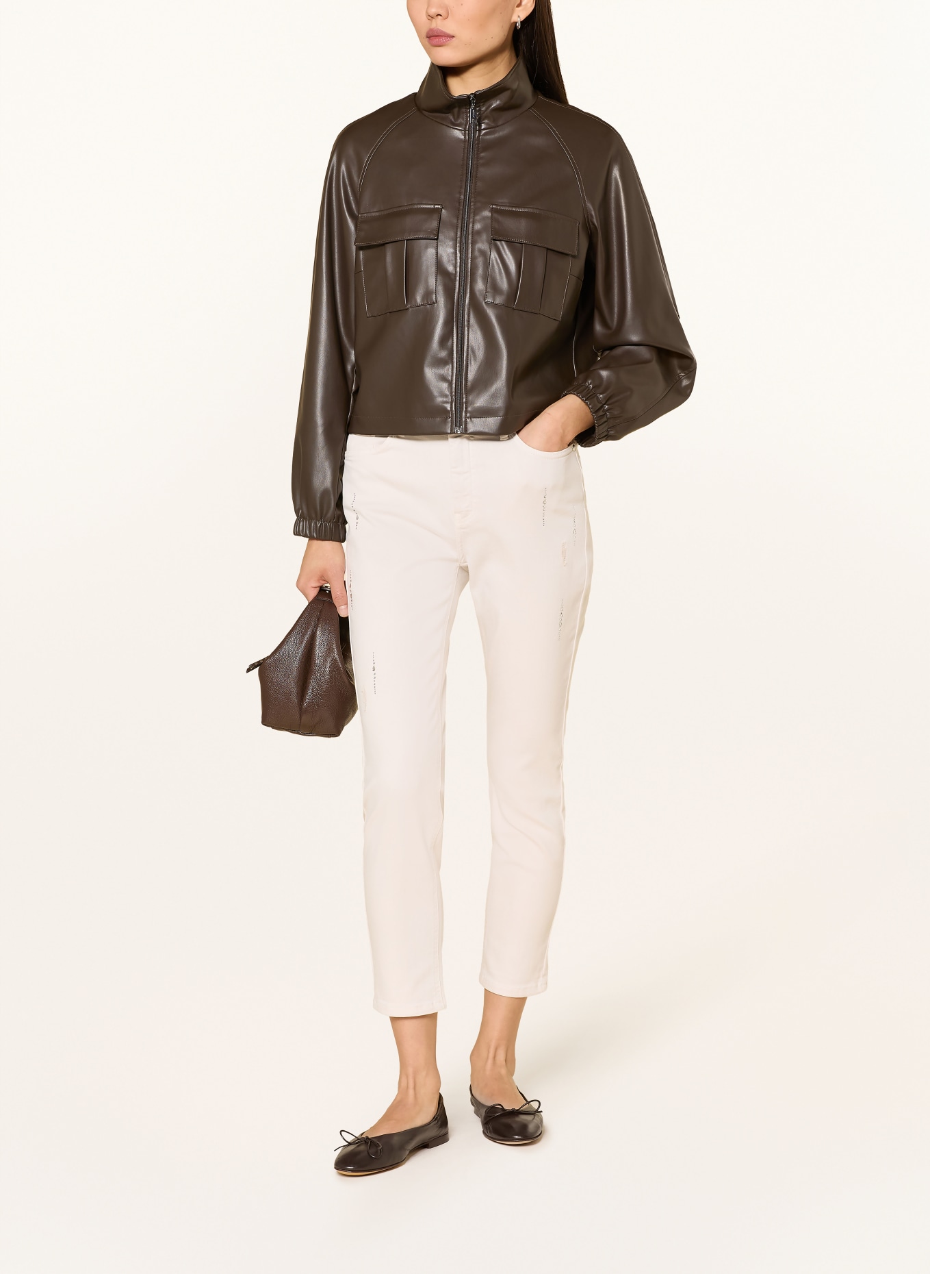 monari Cropped Jeans mit Schmucksteinen: 124 champagne beige