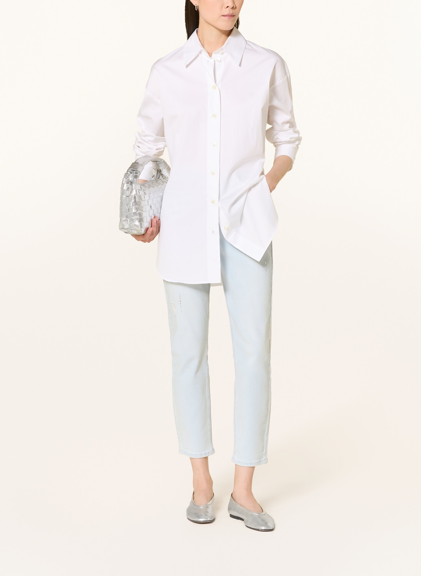 monari Cropped jeans with gemstones: 752 light denim