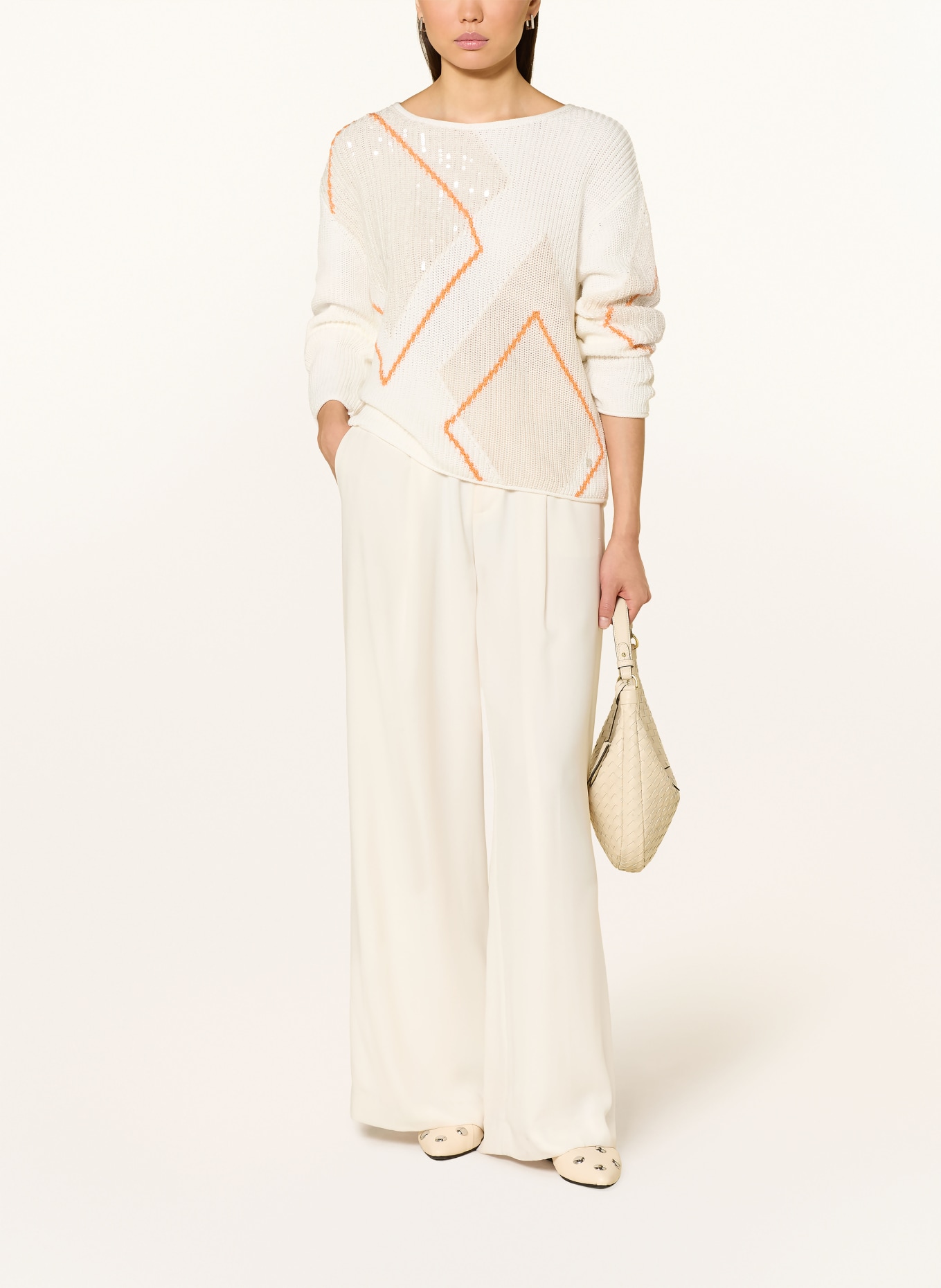 monari Sequin sweater: WHITE / BEIGE / ORANGE