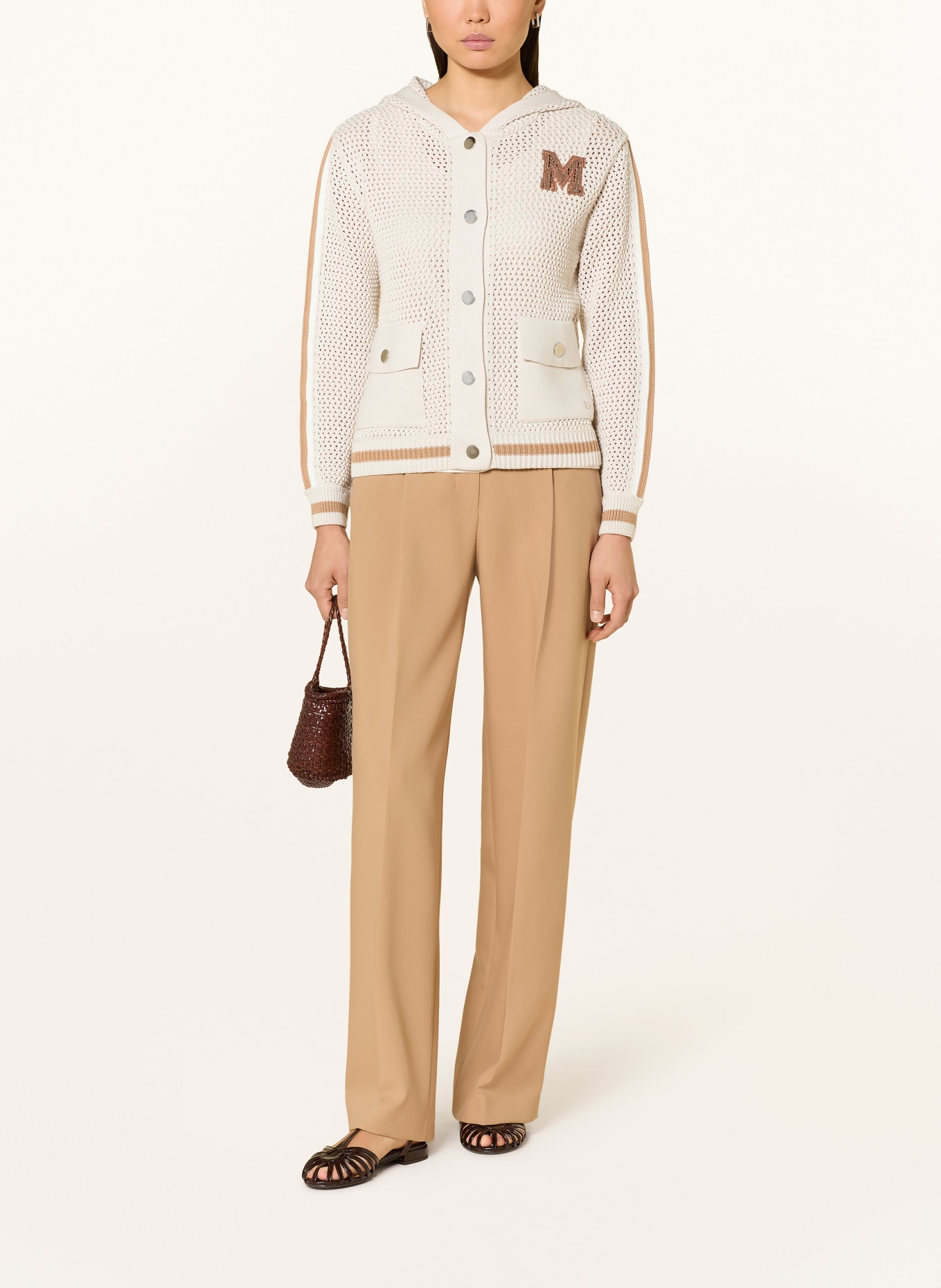 monari Strickjacke mit Schmucksteinen: BEIGE / BRAUN