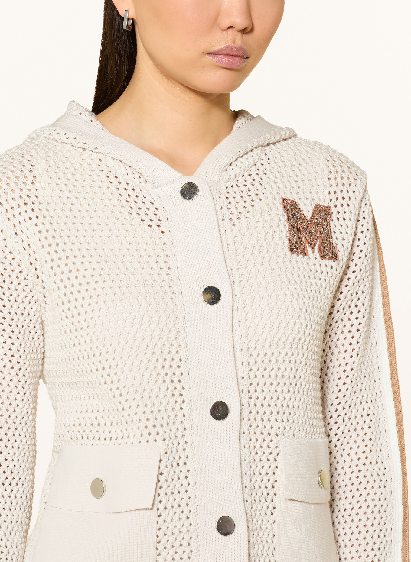 monari Strickjacke mit Schmucksteinen: BEIGE / BRAUN