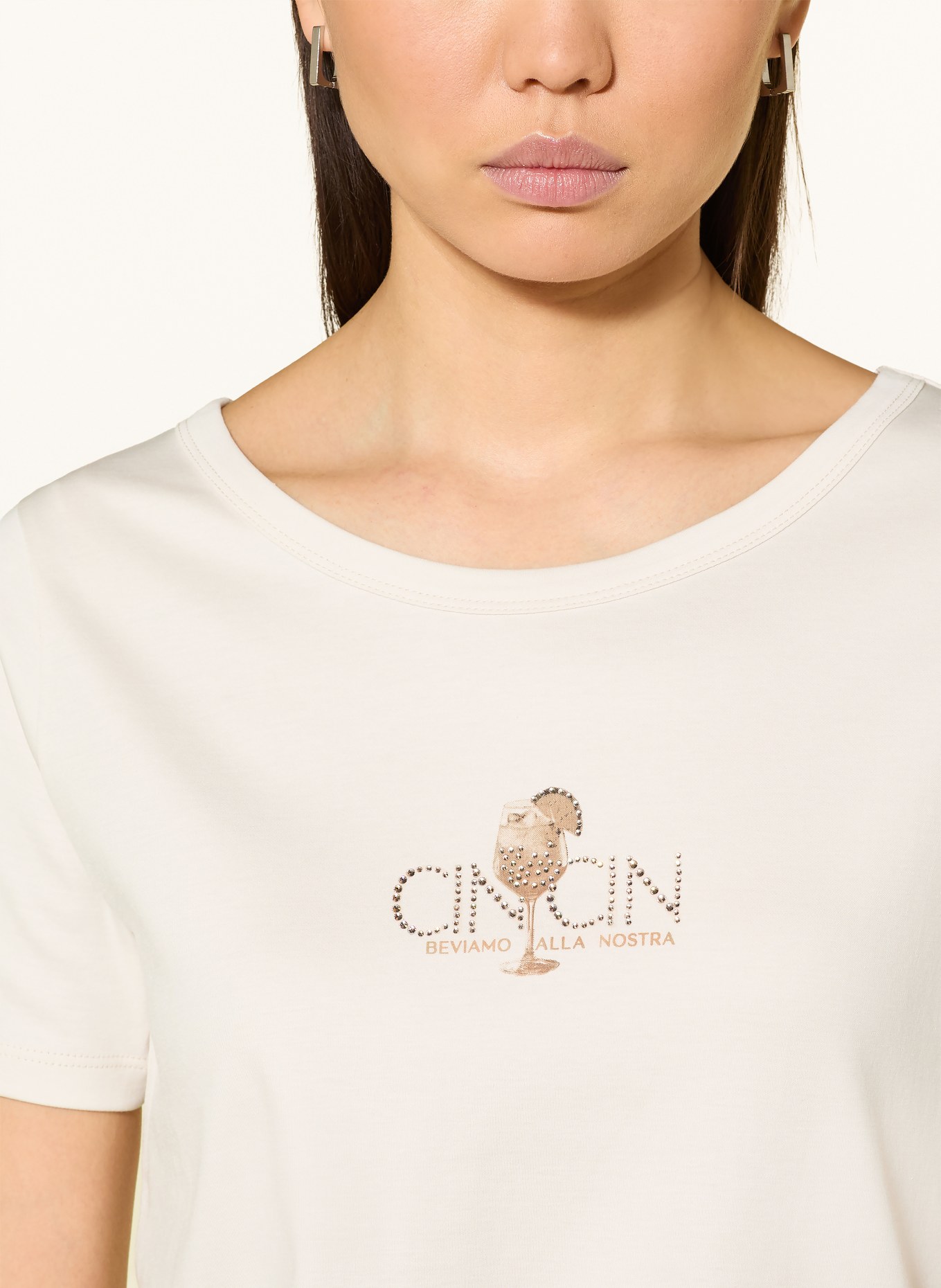 monari Tričko s ozdobnými kameny: BÉŽOVÁ