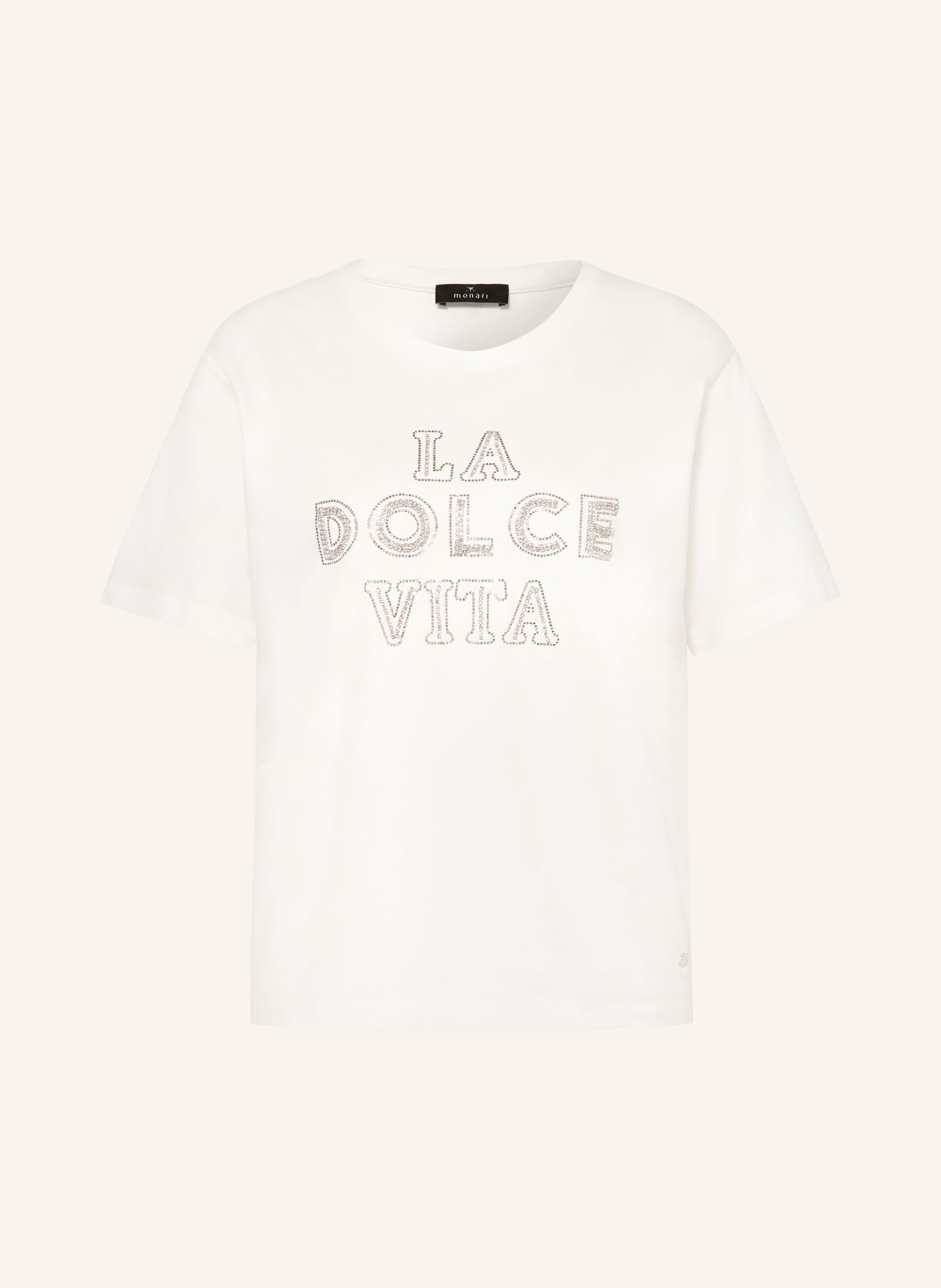 monari T-Shirt mit Schmucksteinen: WEISS / SILBER