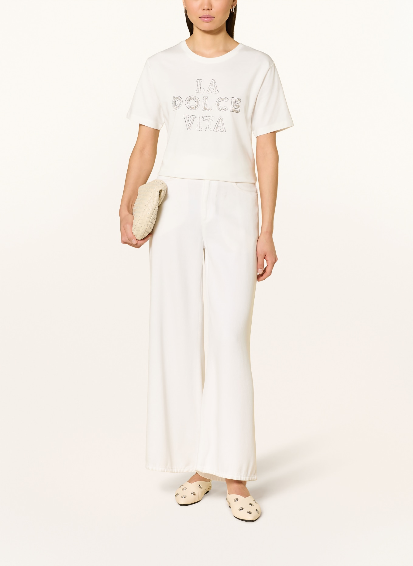 monari T-Shirt mit Schmucksteinen: WEISS / SILBER